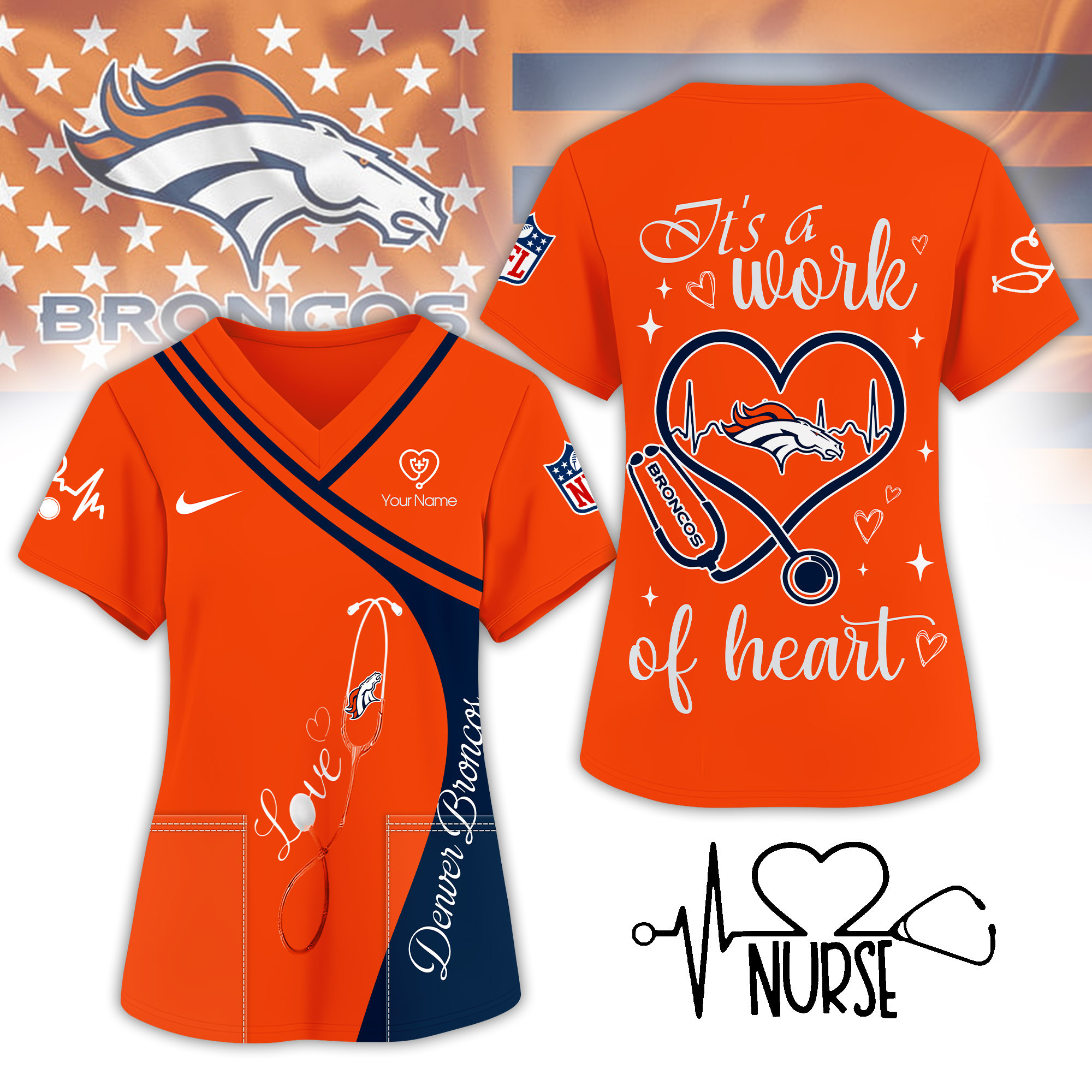 Denver Broncos | Premium NFL Nurse Pride 3D Shirt NY