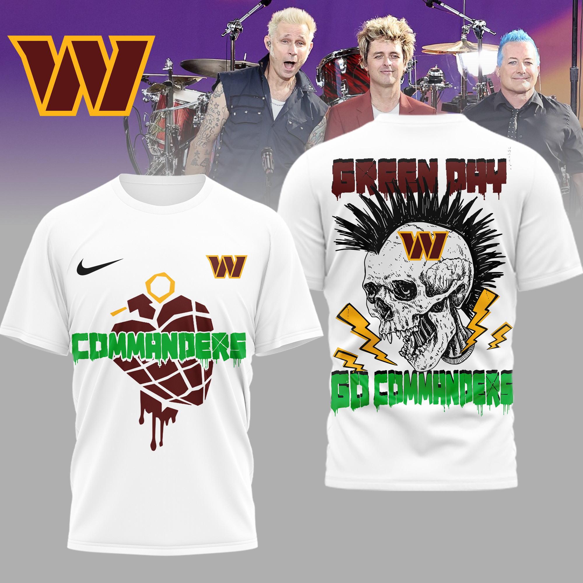 Washington Commanders | Premium NFL Green Day Football 3D Shirt
