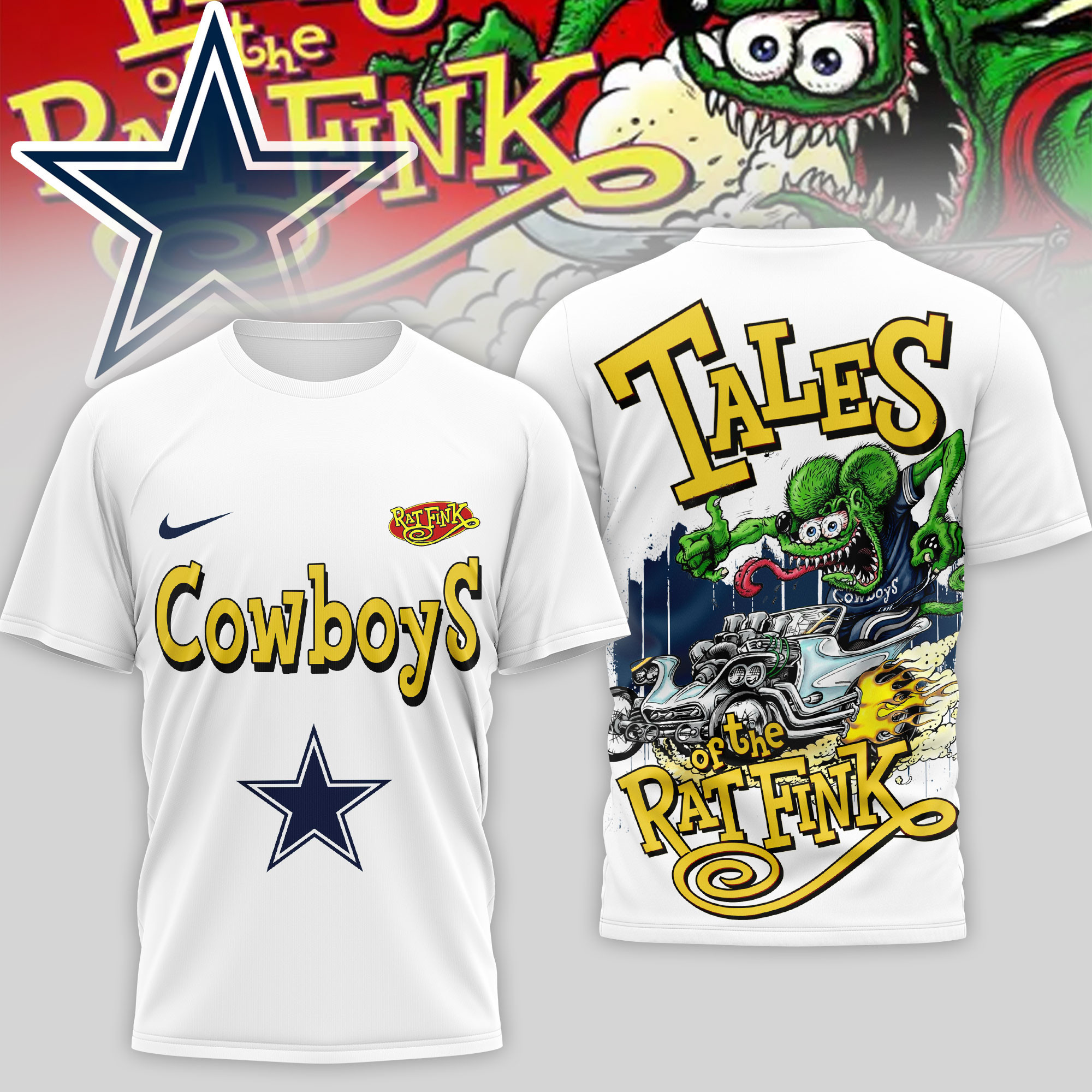 Dallas Cowboys | Premium NFL Rat Fink 3D Shirt TD