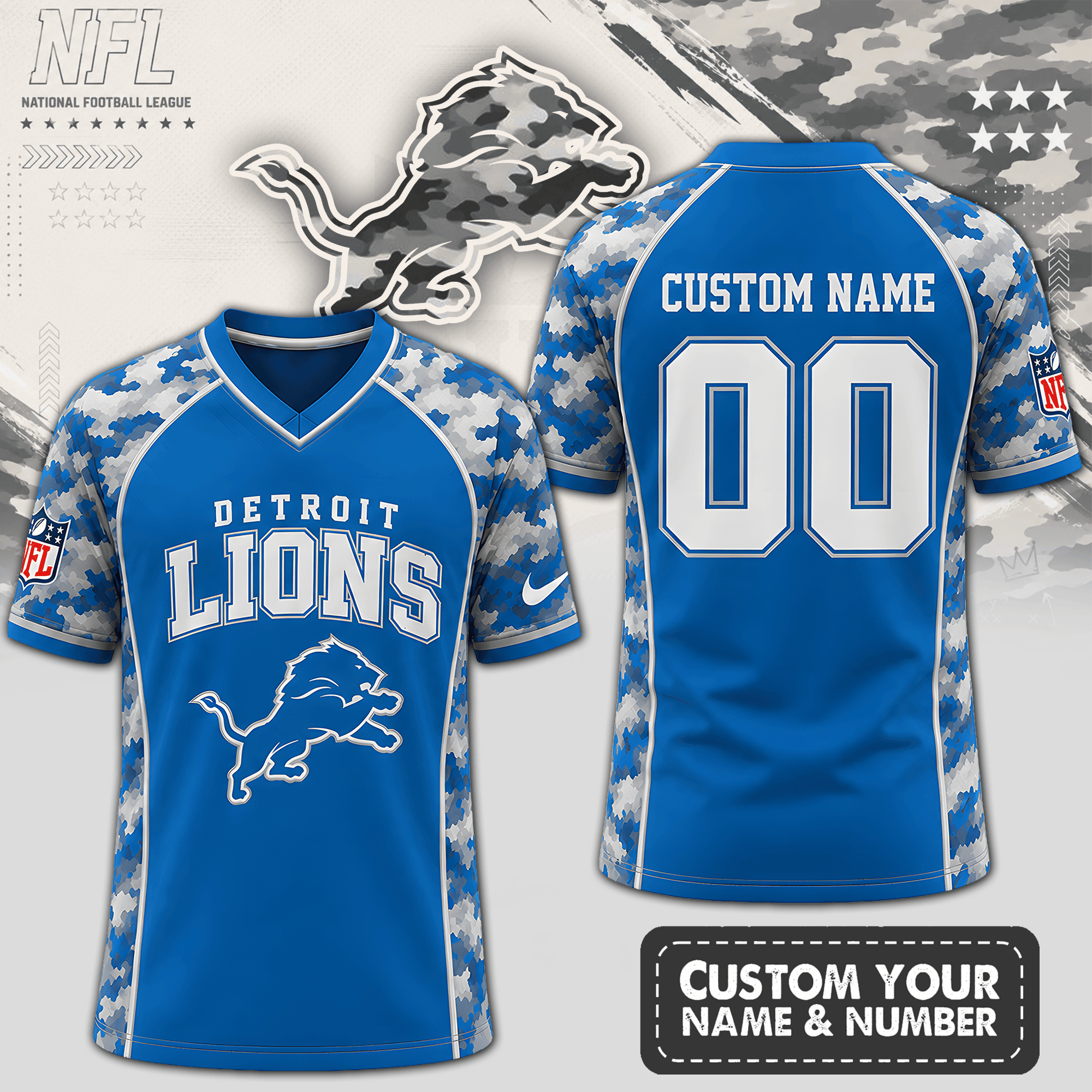 Detroit Lions | Premium NFL Born for Game Day V-Neck Jersey NTH1