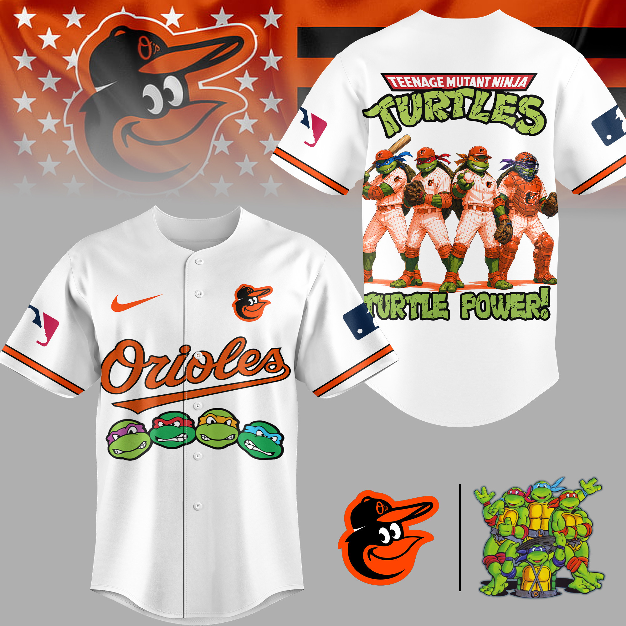 Baltimore Orioles | Premium MLB Teenage Mutant Ninja Turtles Jersey TD