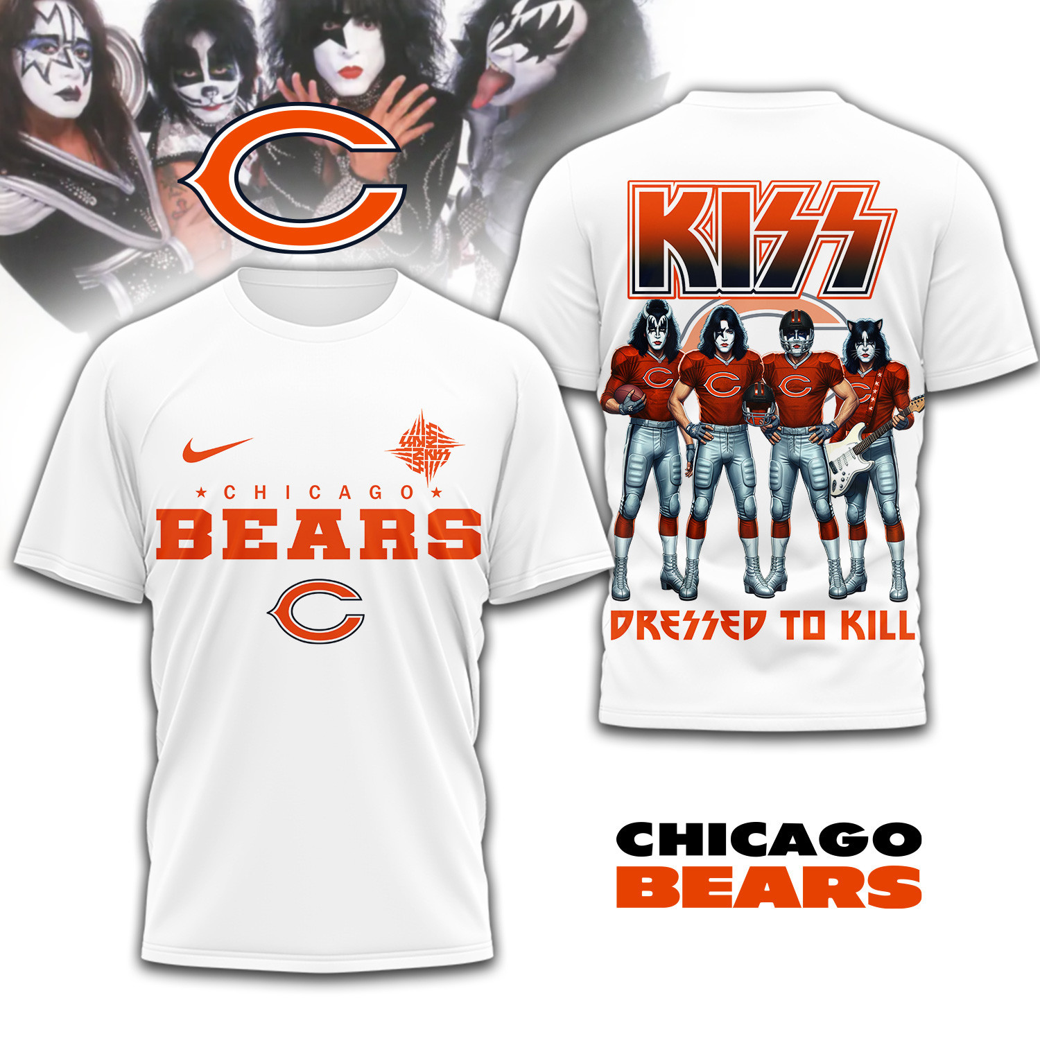 Chicago Bears | Premium NFL Dressed to Kill Kiss Band 3D Shirt TD