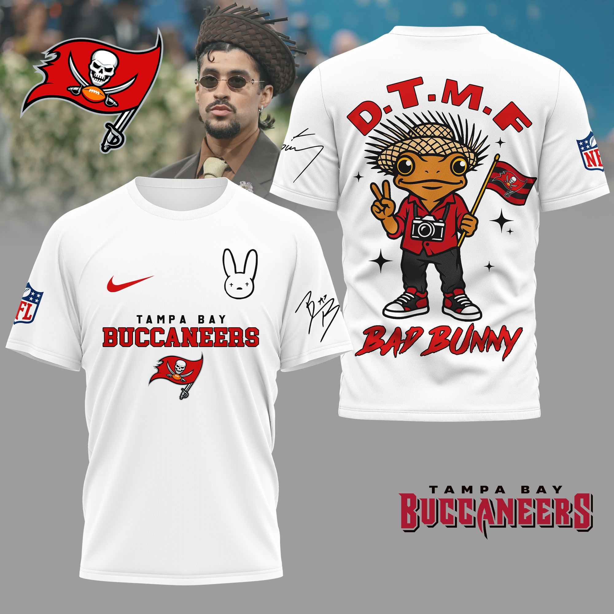 Tampa Bay Buccaneers | Premium NFL Bad Bunny 3D Shirt TD
