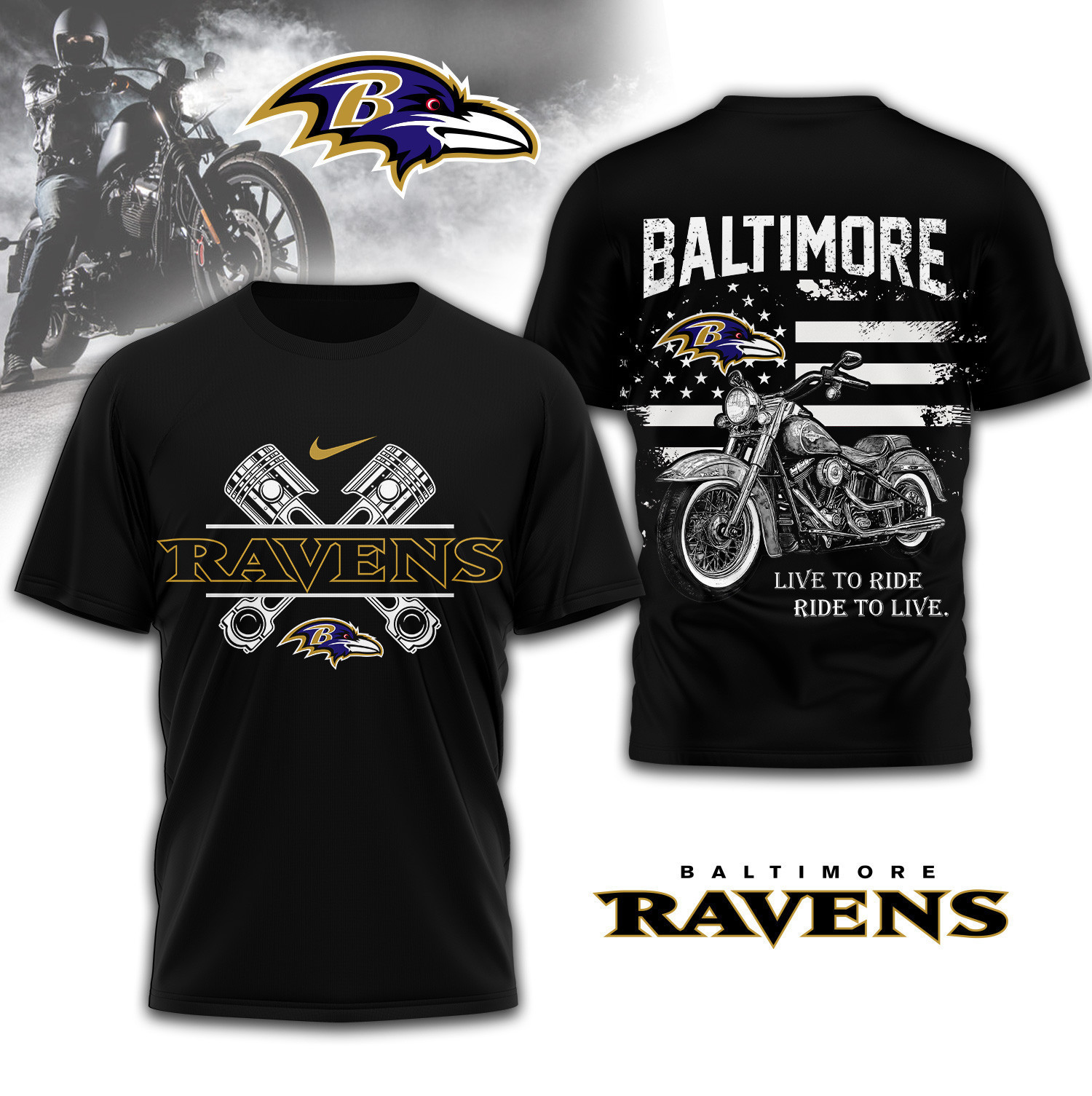 Baltimore Ravens | Premium NFL Biker 3D Shirt TD230825