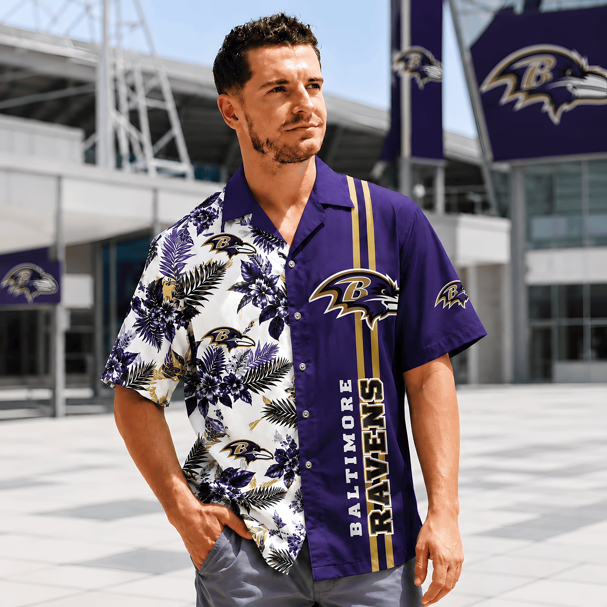 Baltimore Ravens | Premium NFL Gridiron Paradise Hawaiian Shirt NTH1