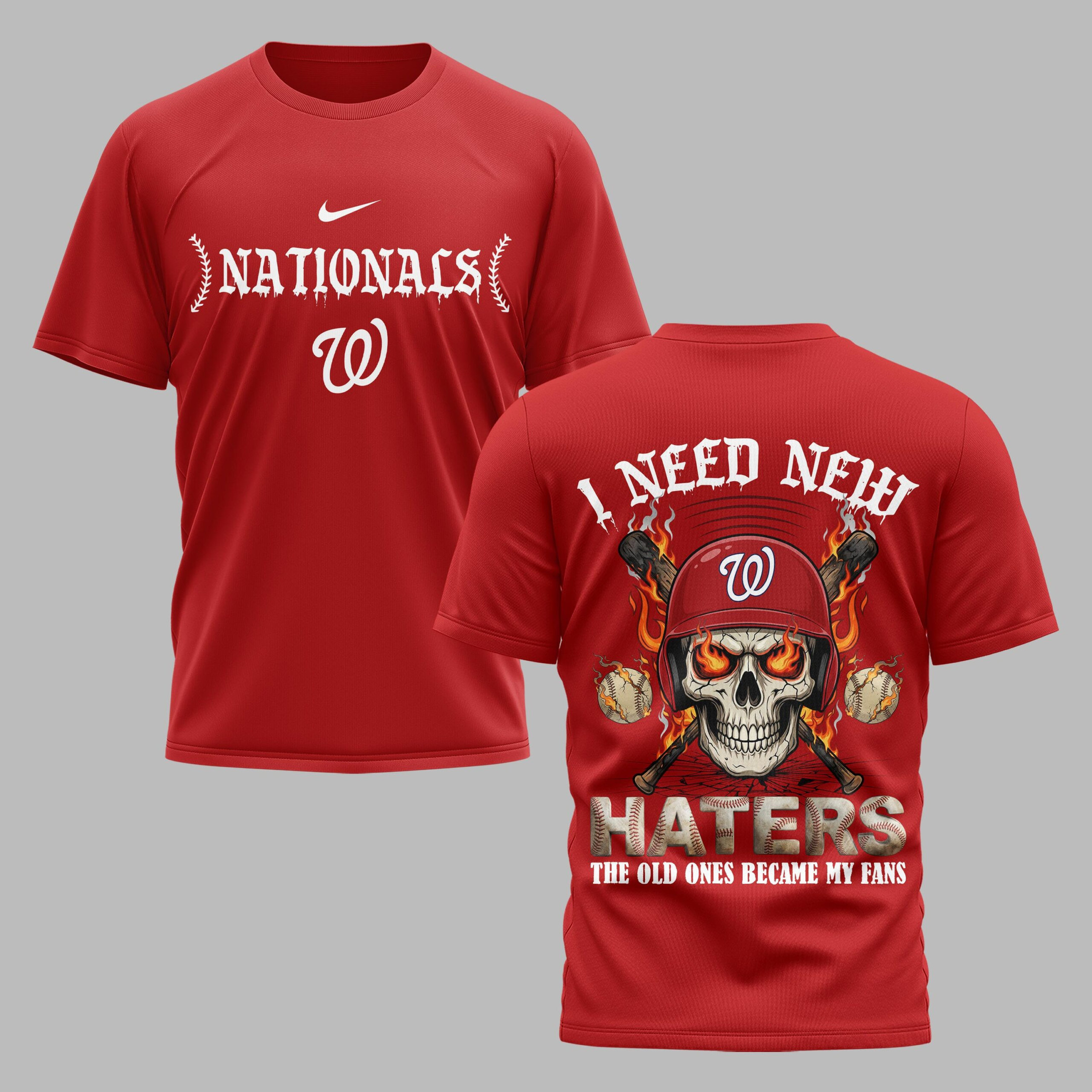 Washington Nationals X Fire Skull Baseball Premium T Shirt