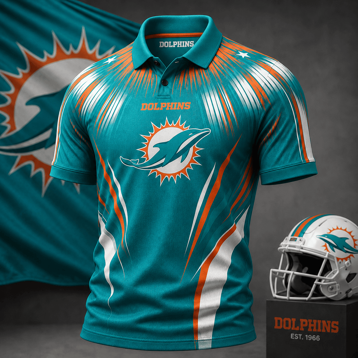 Miami Dolphins | Premium NFL Victory Rush Polo Shirt NY