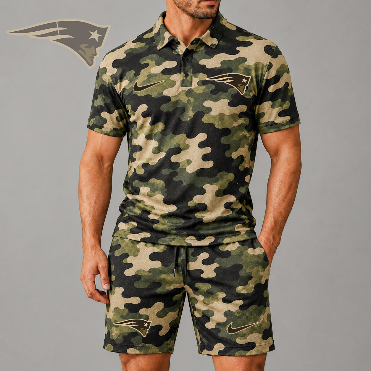 New England Patriots | Premium NFL Military Camo Polo & Shorts Set NY