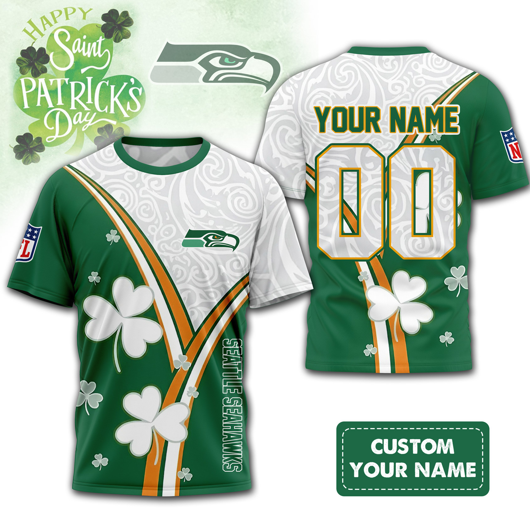 Seattle Seahawks | Premium NFL Personalized Happy St. Patrick's Day 3D Shirt NP