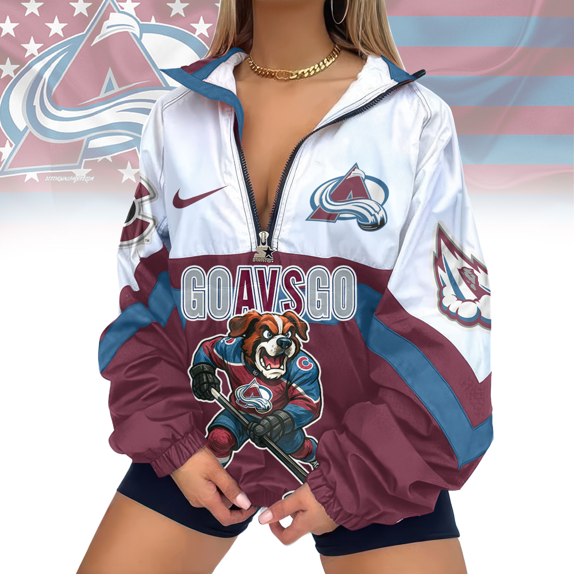 Colorado Avalanche | Premium NHL V-Neck Zipper Sweatshirt Jackets TD1