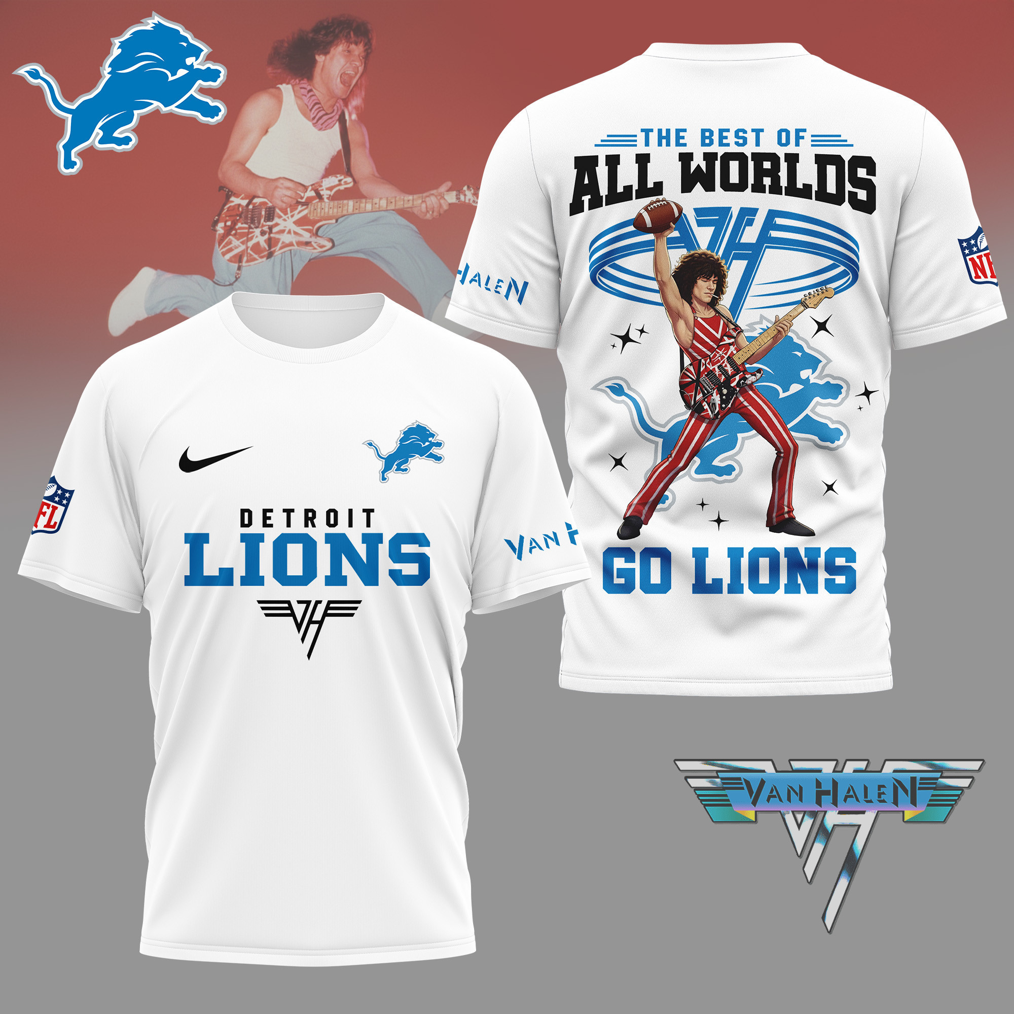 Detroit Lions | Premium NFL Van Halen Graphic 3D Shirt NY