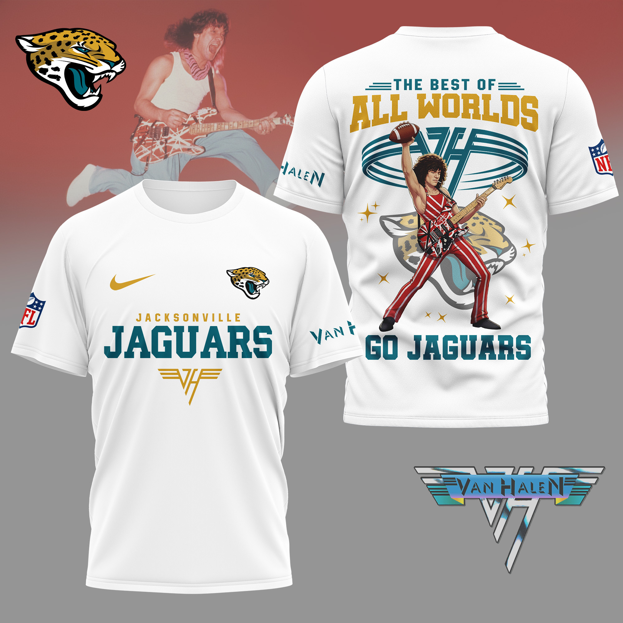 Jacksonville Jaguars | Premium NFL Van Halen Graphic 3D Shirt NY