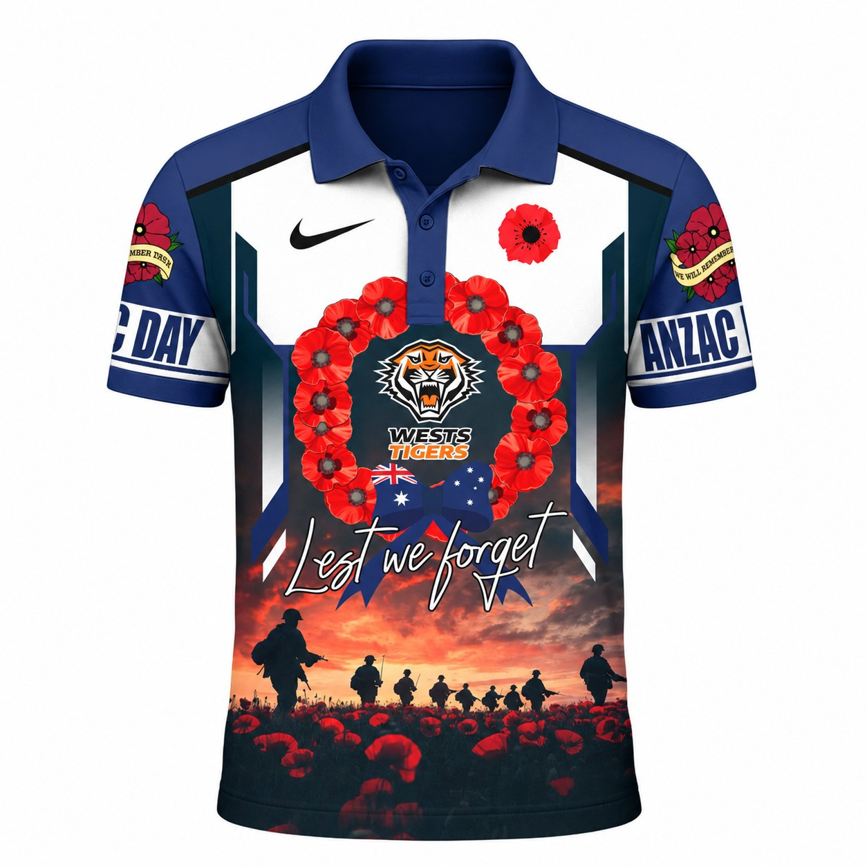 Wests Tigers | Premium NRL ANZAC Day Polo Shirt TD