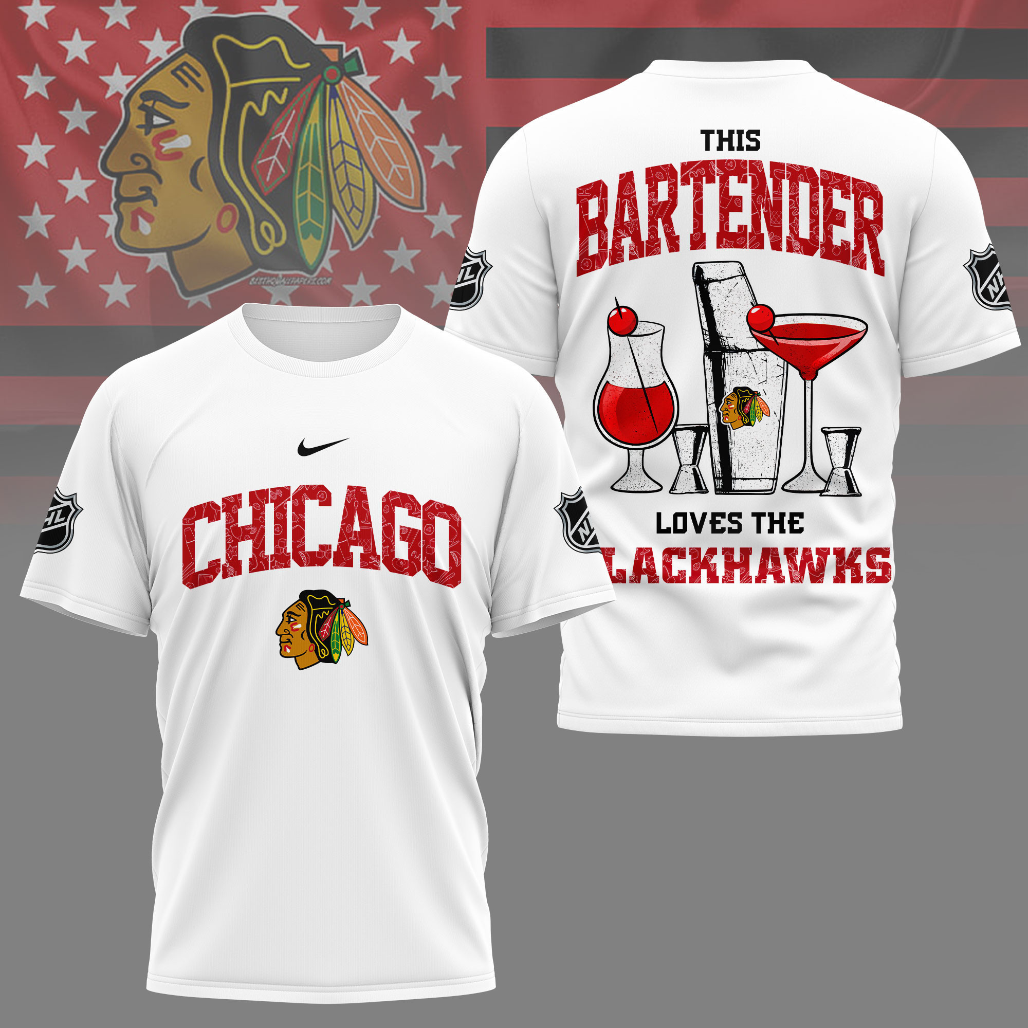 Chicago Blackhawks | Premium NHL Bartender Fan 3D Shirt NY