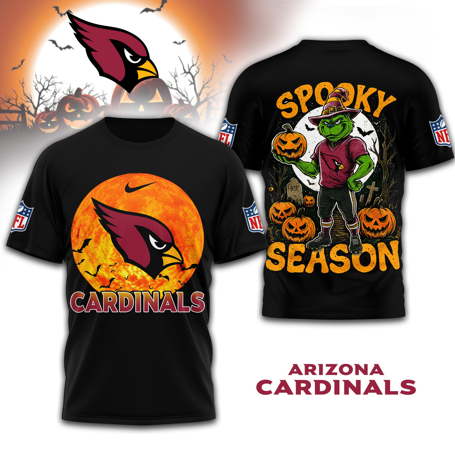 Arizona Cardinals | Premium NFL Spooky Season 3D Shirt TD