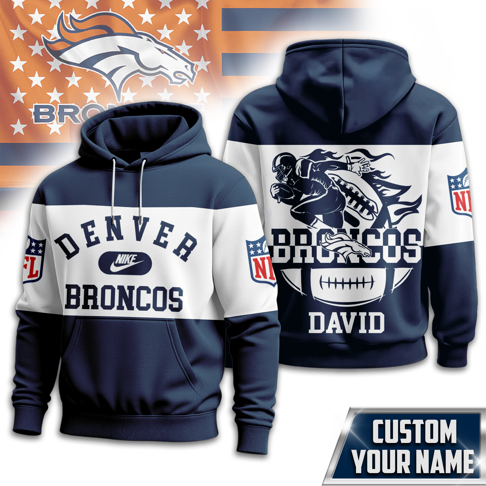 Denver Broncos | Premium NFL Touchdown Spirit Personalized Hoodie TD