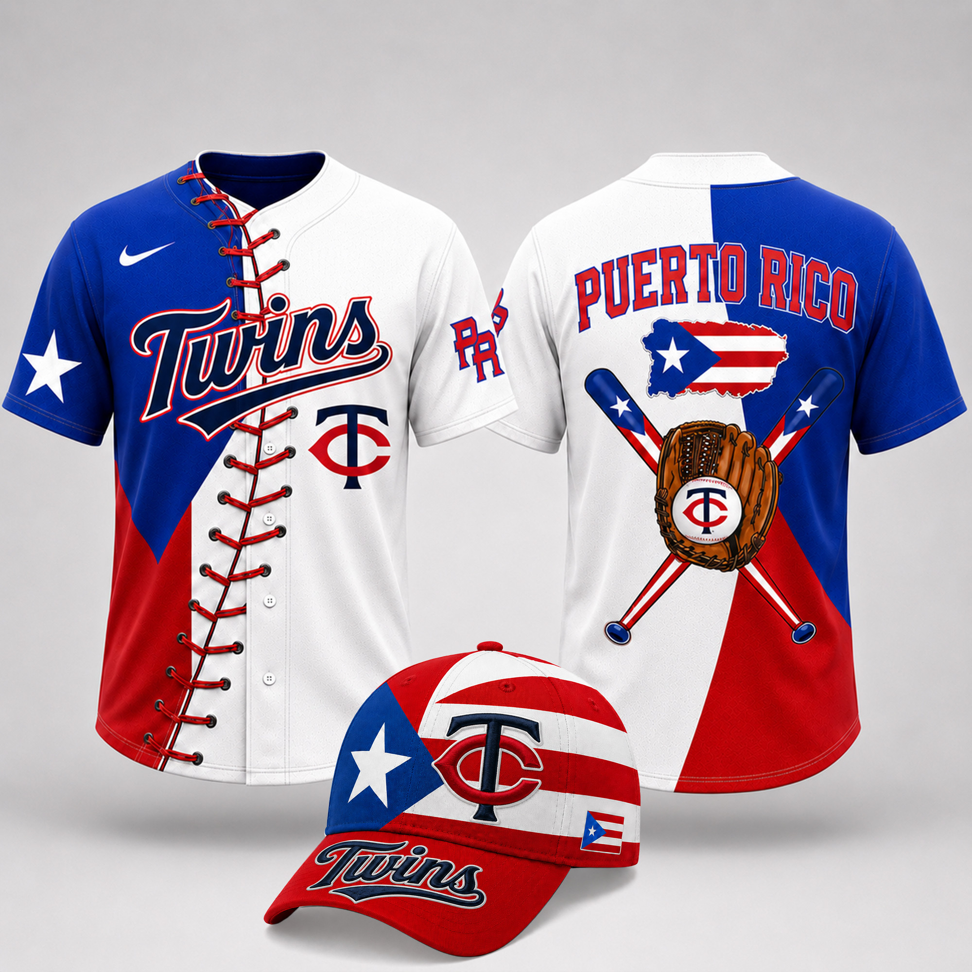 Minnesota Twins | Premium MLB Puerto Rico Island Pride Baseball Jersey And Cap Set
