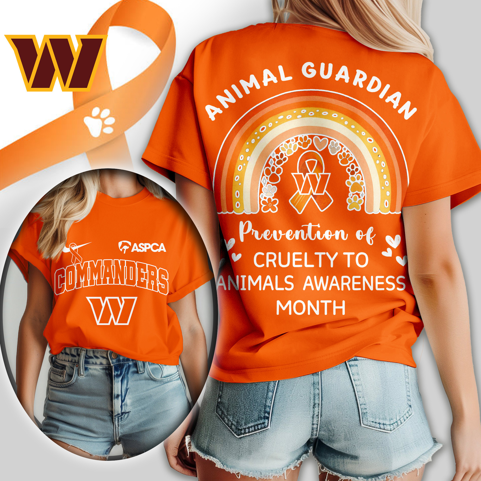 Washington Commanders | Premium NFL Animal Guardian Women Shirt TD