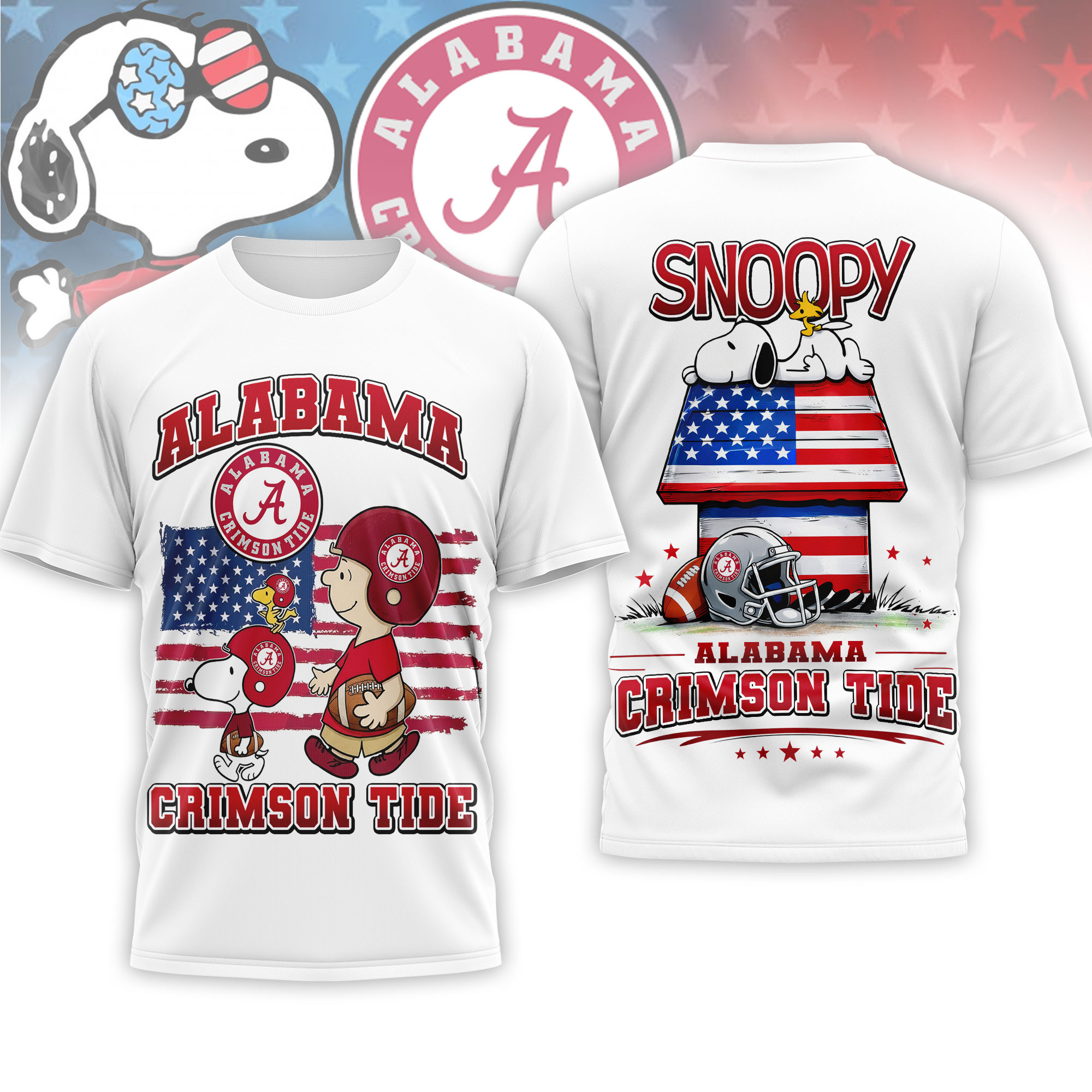 Alabama Crimson Tide | Premium NCAA America 250 with Snoopy 3D Shirt NTH1