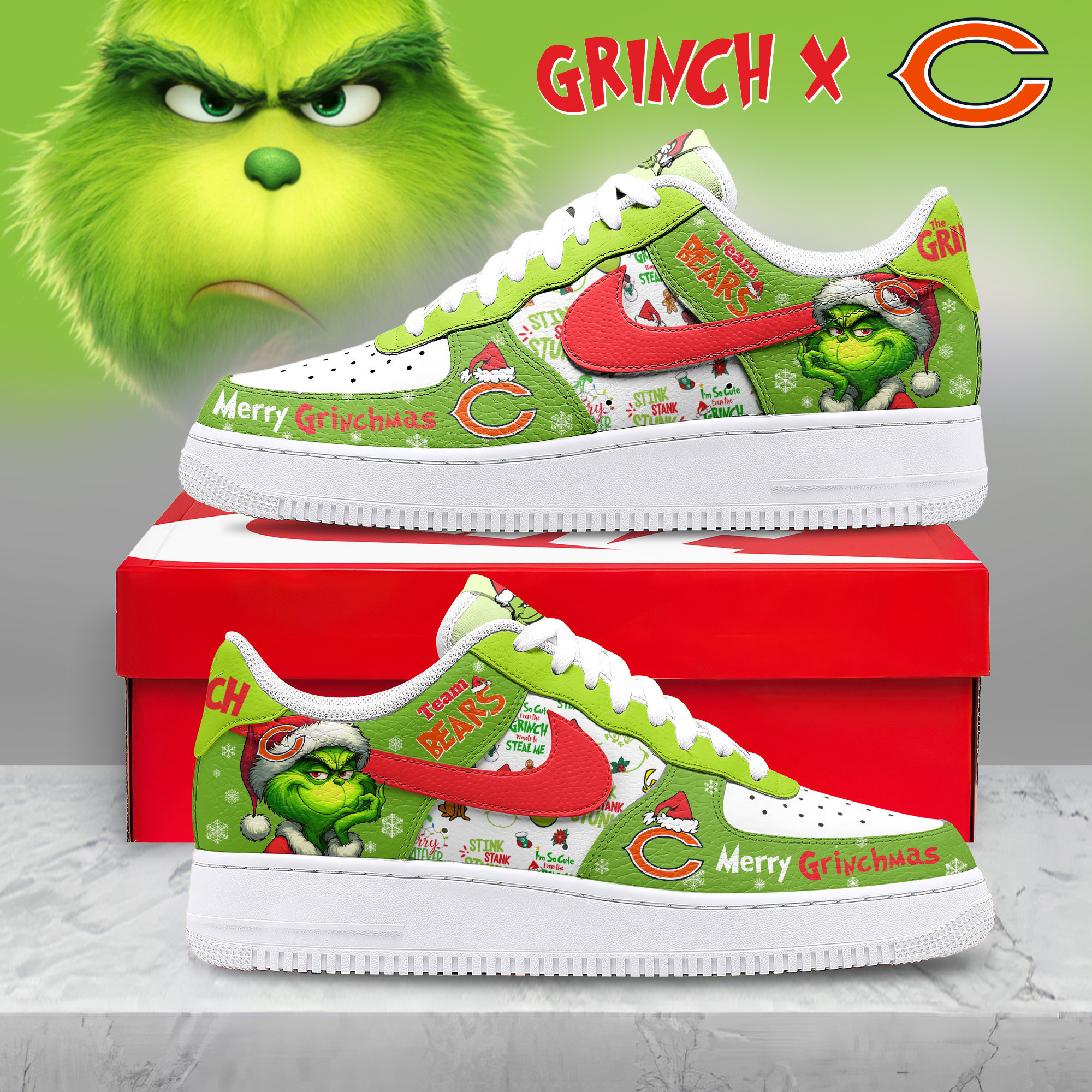 Chicago Bears | Premium NFL Grinch AF1 Limited Edition TD