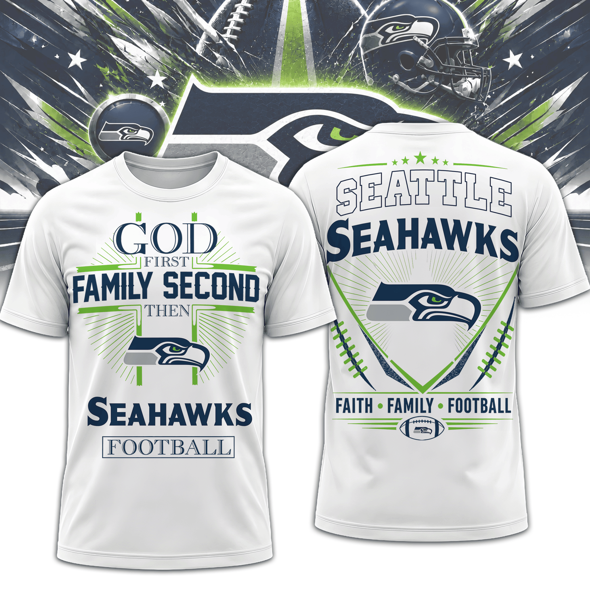 Seattle Seahawks | Premium NFL Faith, Family, Football 3D Shirt NTH1