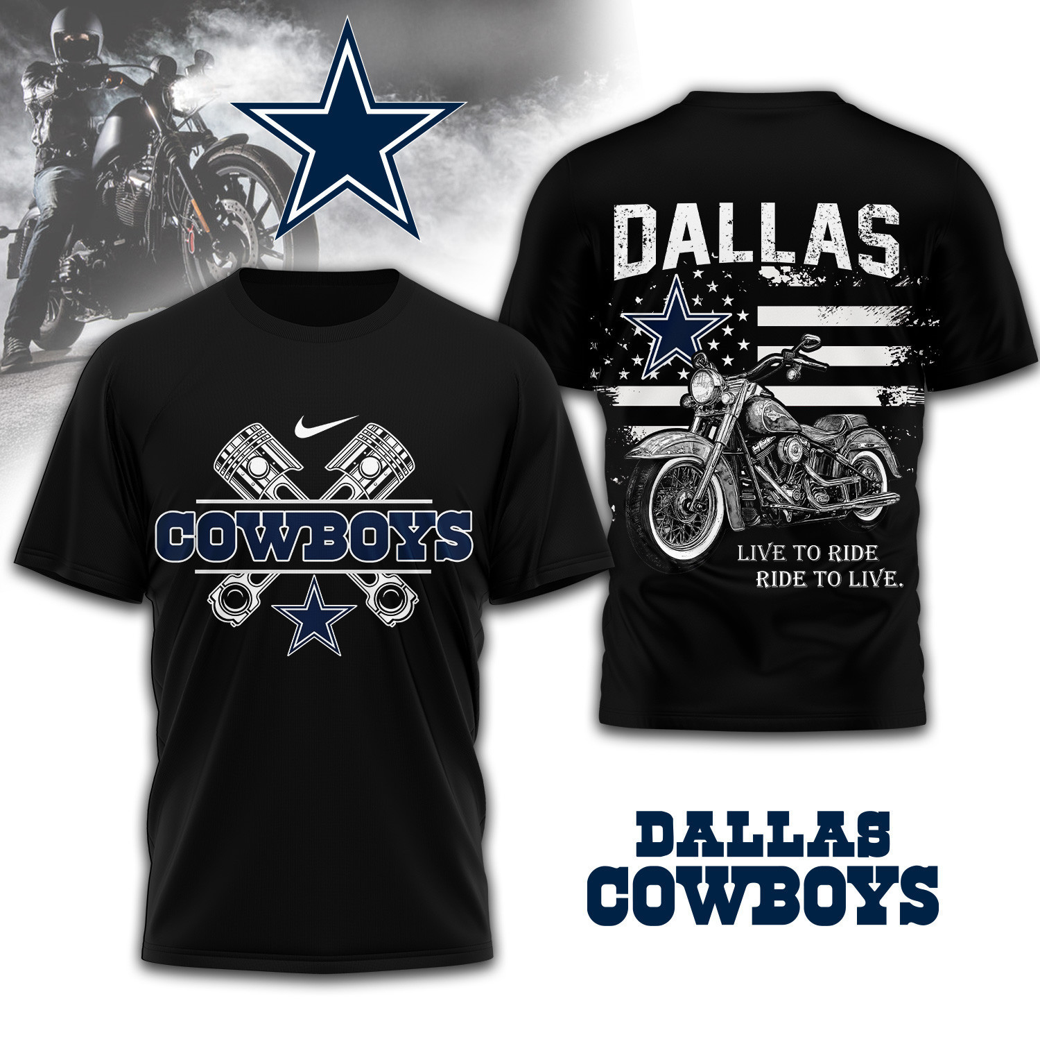 Dallas Cowboys | Premium NFL Biker 3D Shirt TD230825