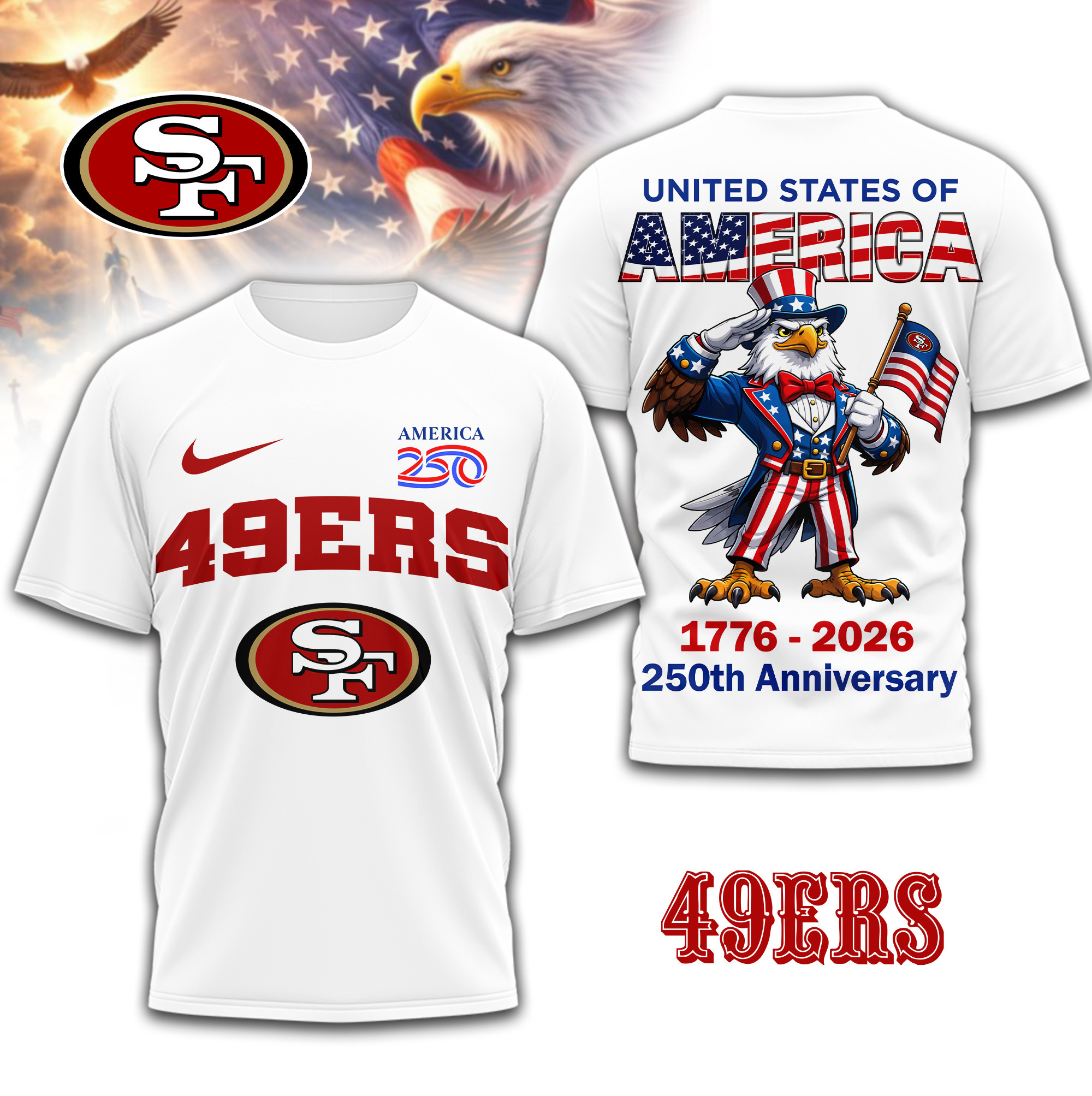 San Francisco 49ers | Premium NFL American 250 3D Shirt TD