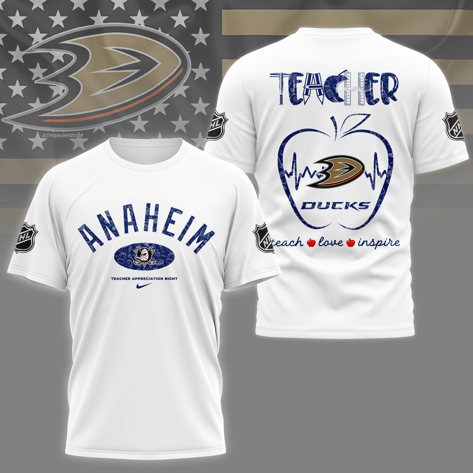 Anaheim Ducks | Premium NHL Teacher Appreciation Day 3D Shirt NY