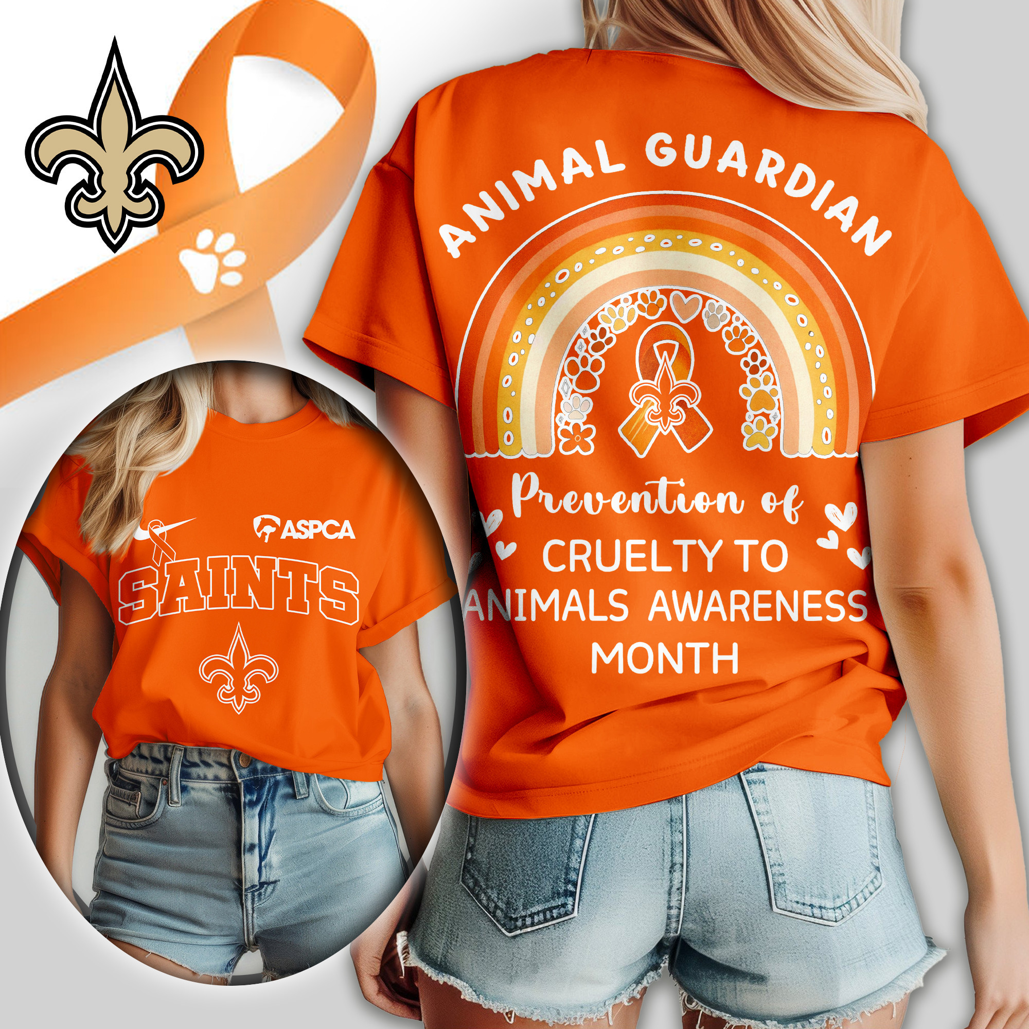 New Orleans Saints | Premium NFL Animal Guardian Women Shirt TD