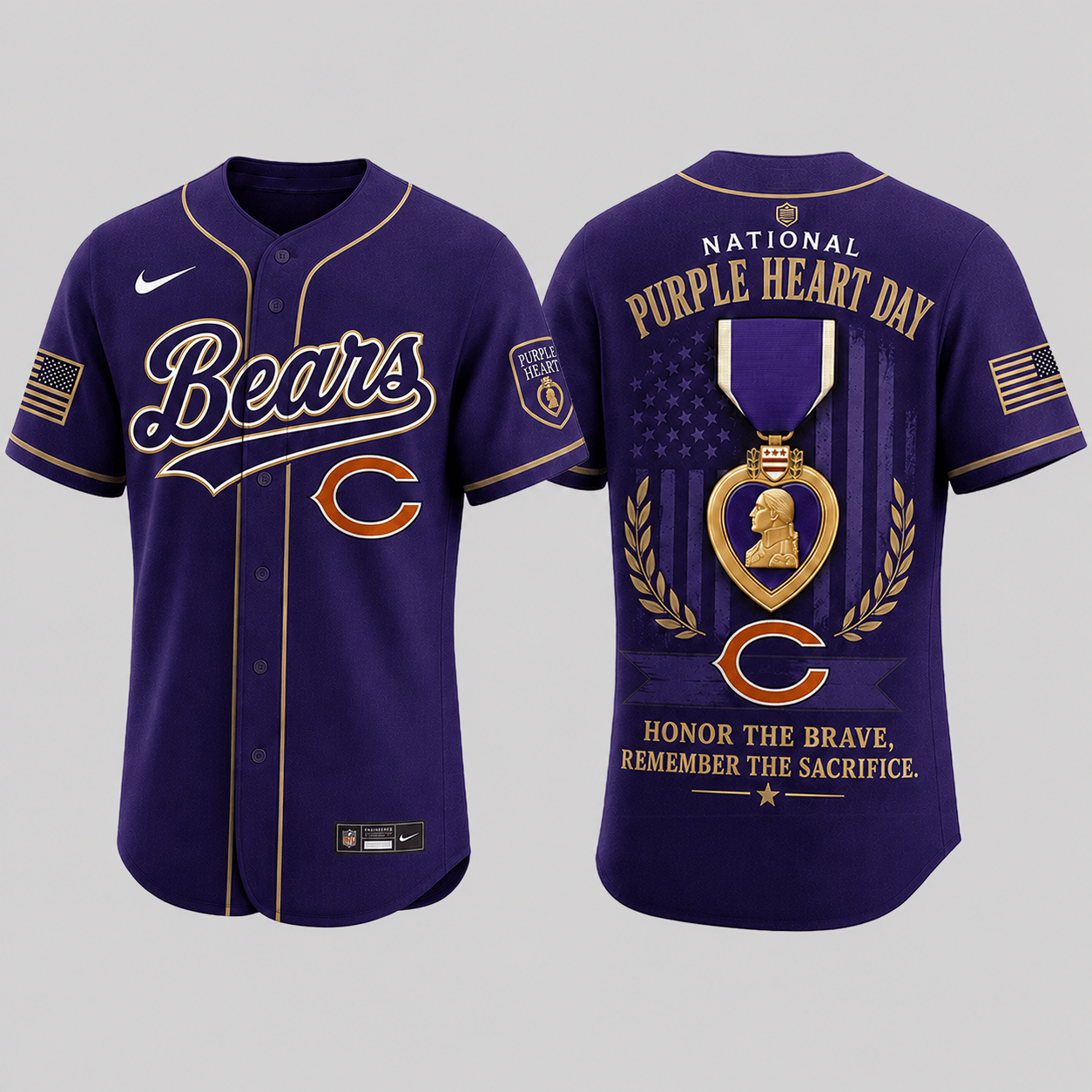 Chicago Bears | Premium NFL Purple Heart Day Jersey Shirt TD