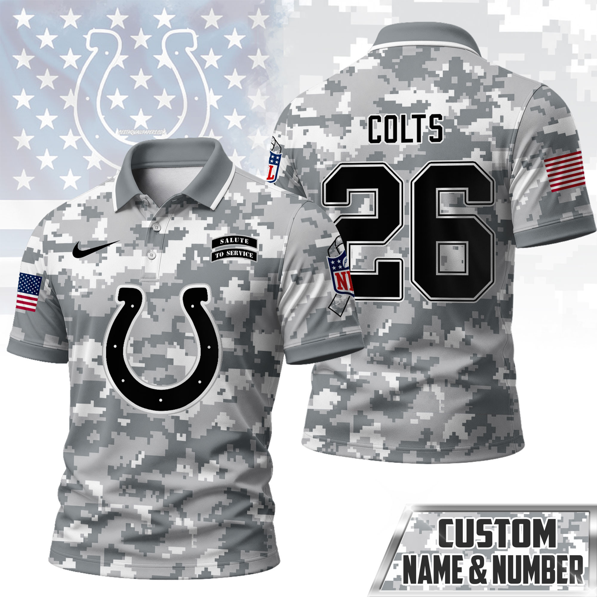Indianapolis Colts | Premium NFL Salute To Service Camo Polo Shirt NY
