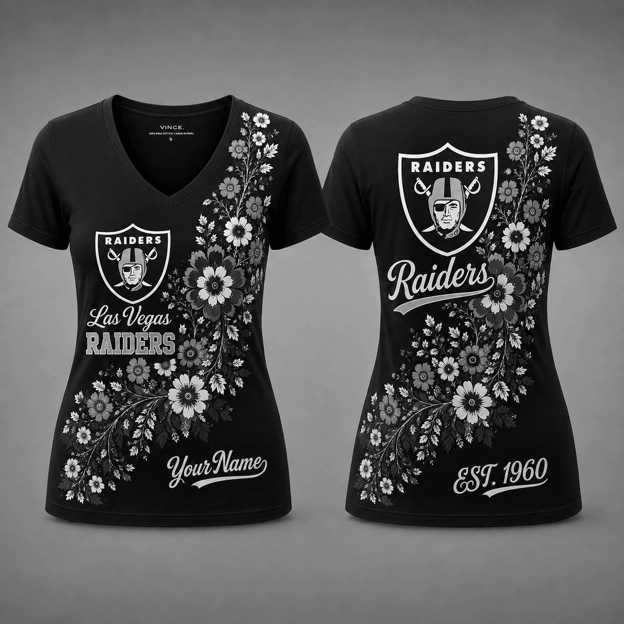 Las Vegas Raiders| Premium NFL Personalized Floral Pride Women’s V-Neck Jersey NY