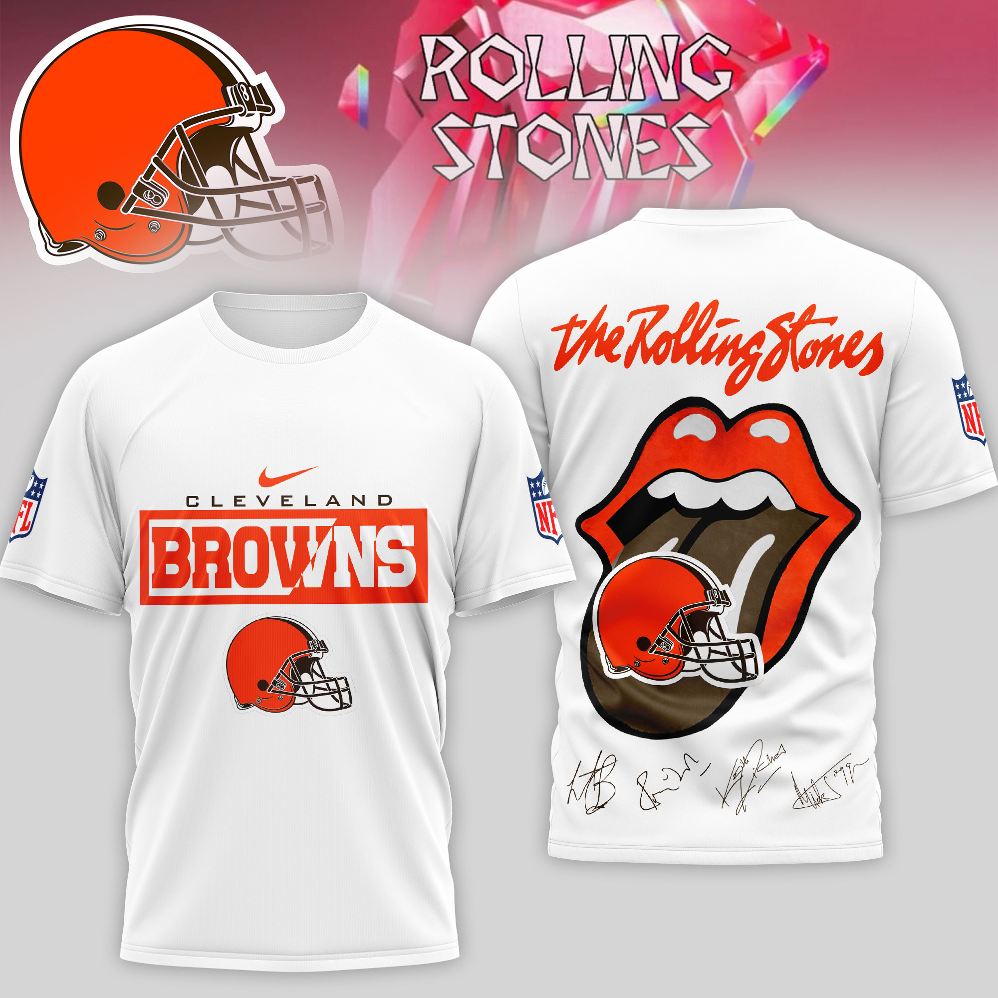 Cleveland Browns | Premium NFL The Rolling Stones 3D Shirt TD