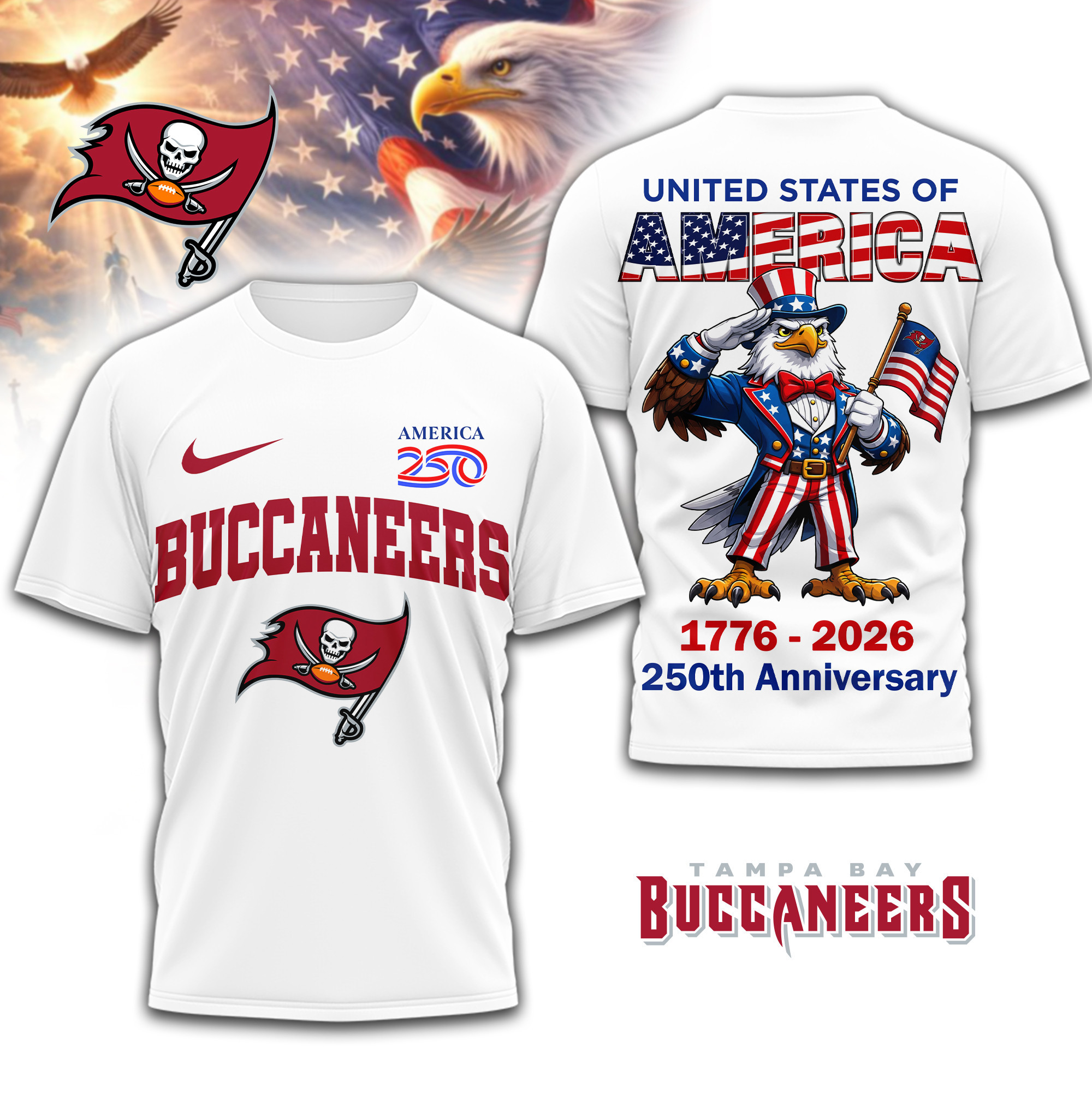 Tampa Bay Buccaneers | Premium NFL American 250 3D Shirt TD