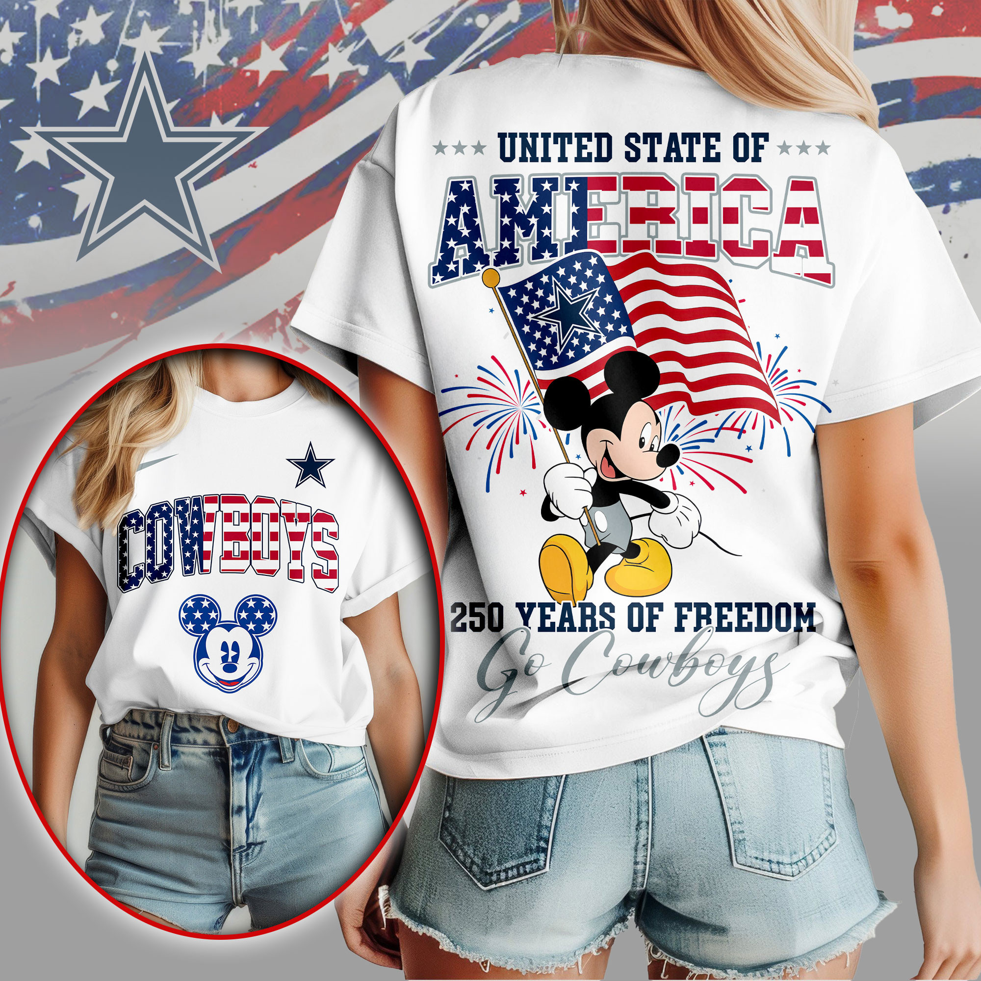 Dallas Cowboys | Premium NFL Freedom 250 3D Shirt NY
