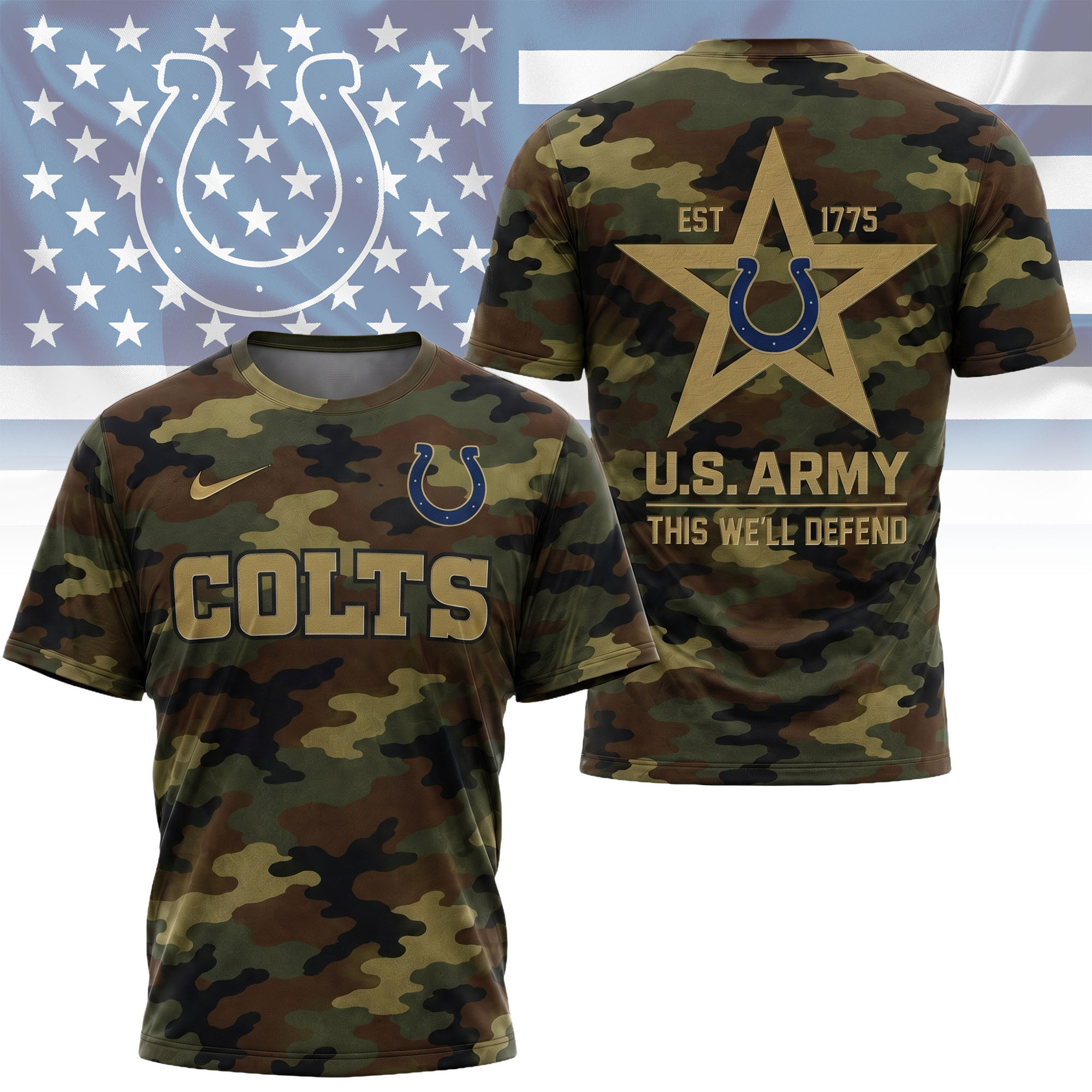 Indianapolis Colts | Premium NFL U.S. Army Camo 3D Shirt NY