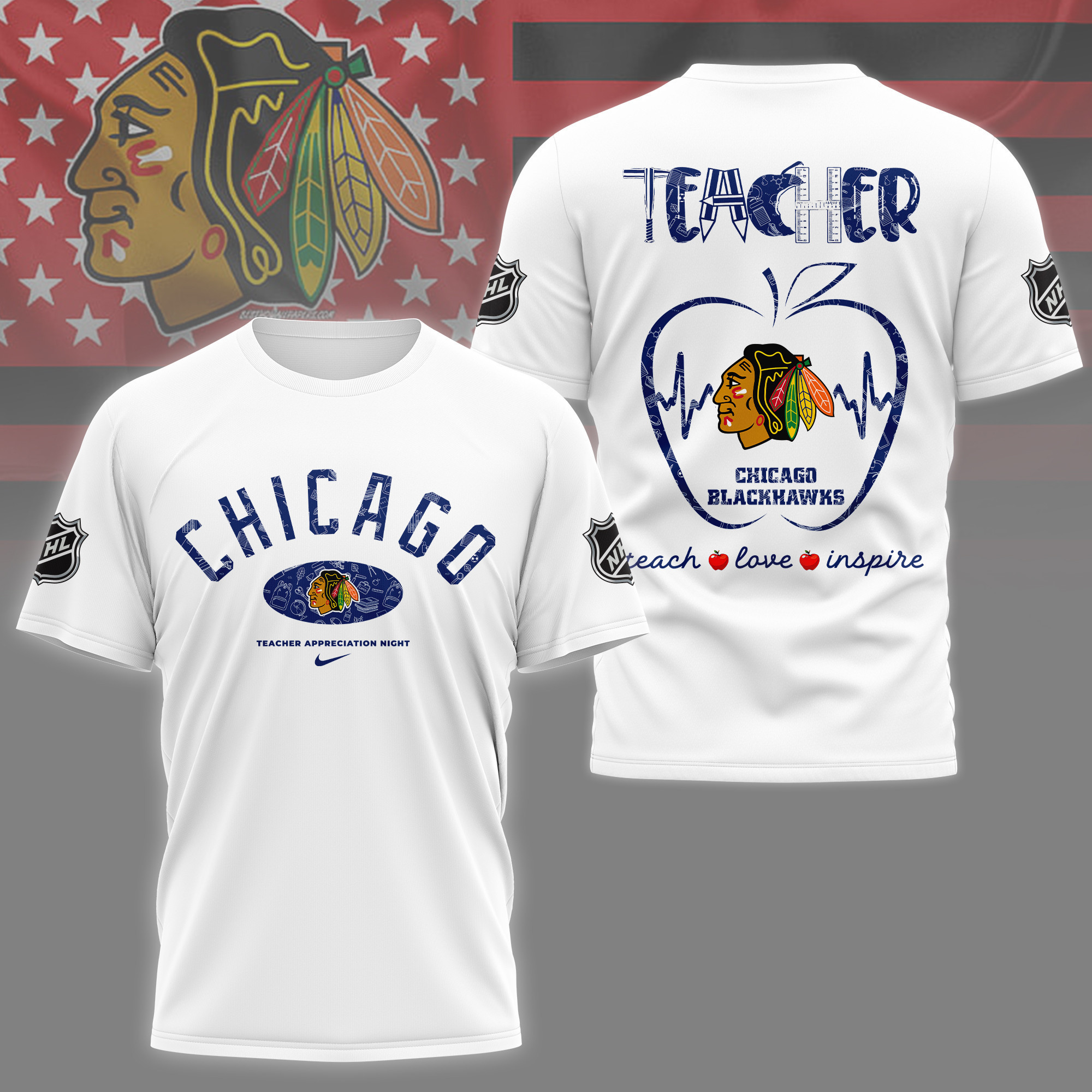 Chicago Blackhawks | Premium NHL Teacher Appreciation Day 3D Shirt NY