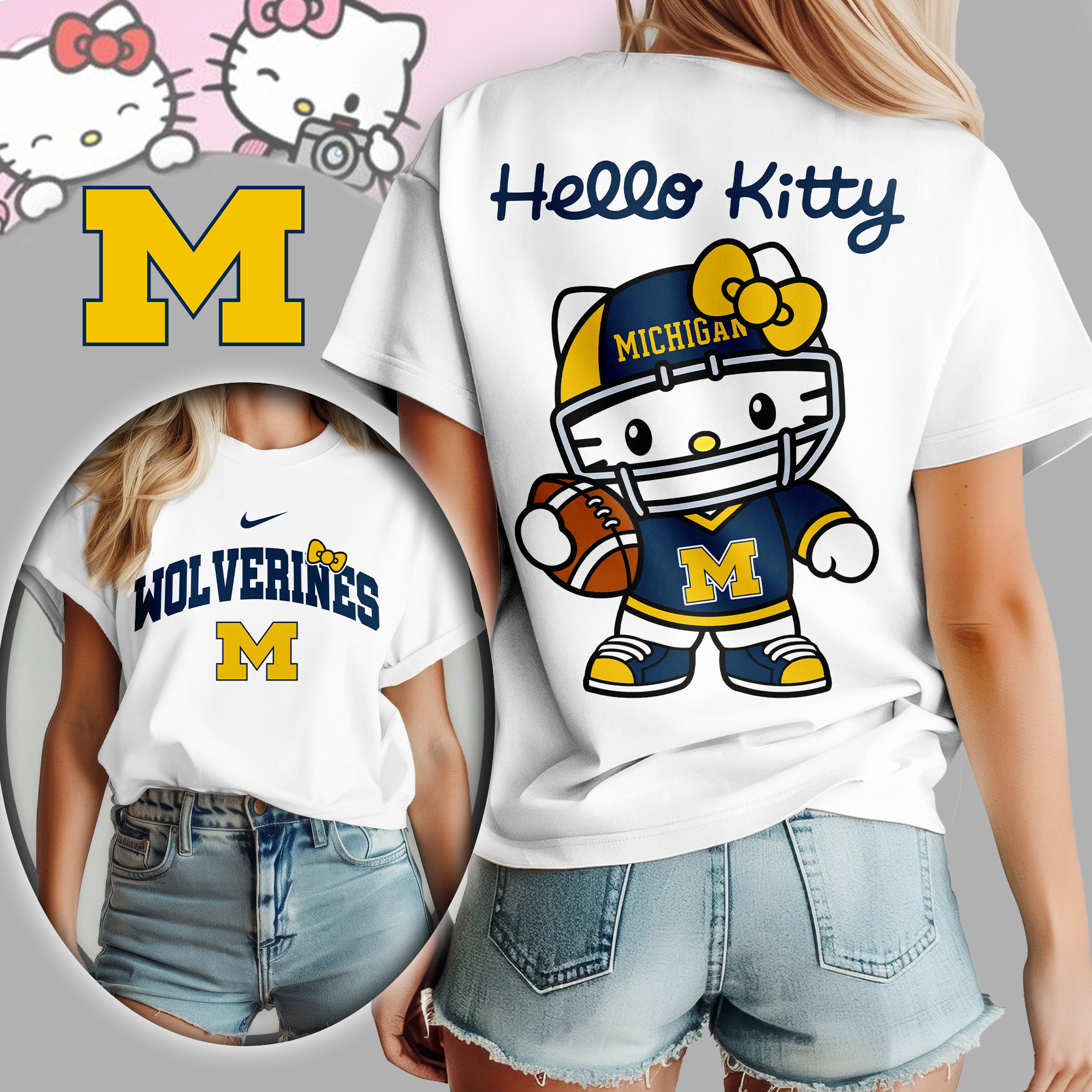 Michigan Wolverines | Premium NCAA Hello Kitty Women's Shirt TD