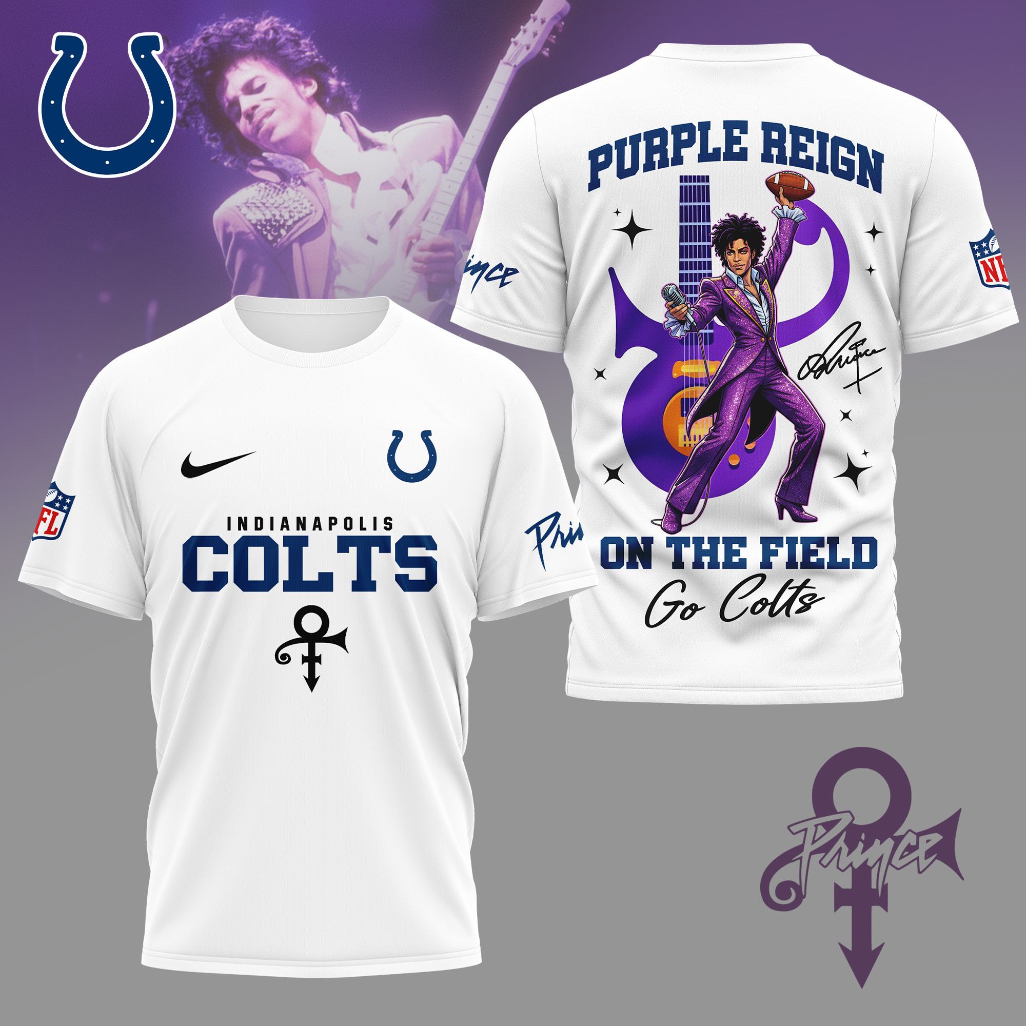 Indianapolis Colts | Premium NFL Prince Purple Reign Football 3D Shirt NY
