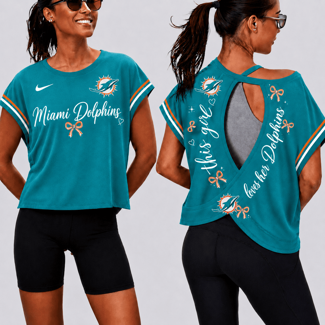 Miami Dolphins | Premium NFL Open Back Workout Shirts Short Sleeve NY
