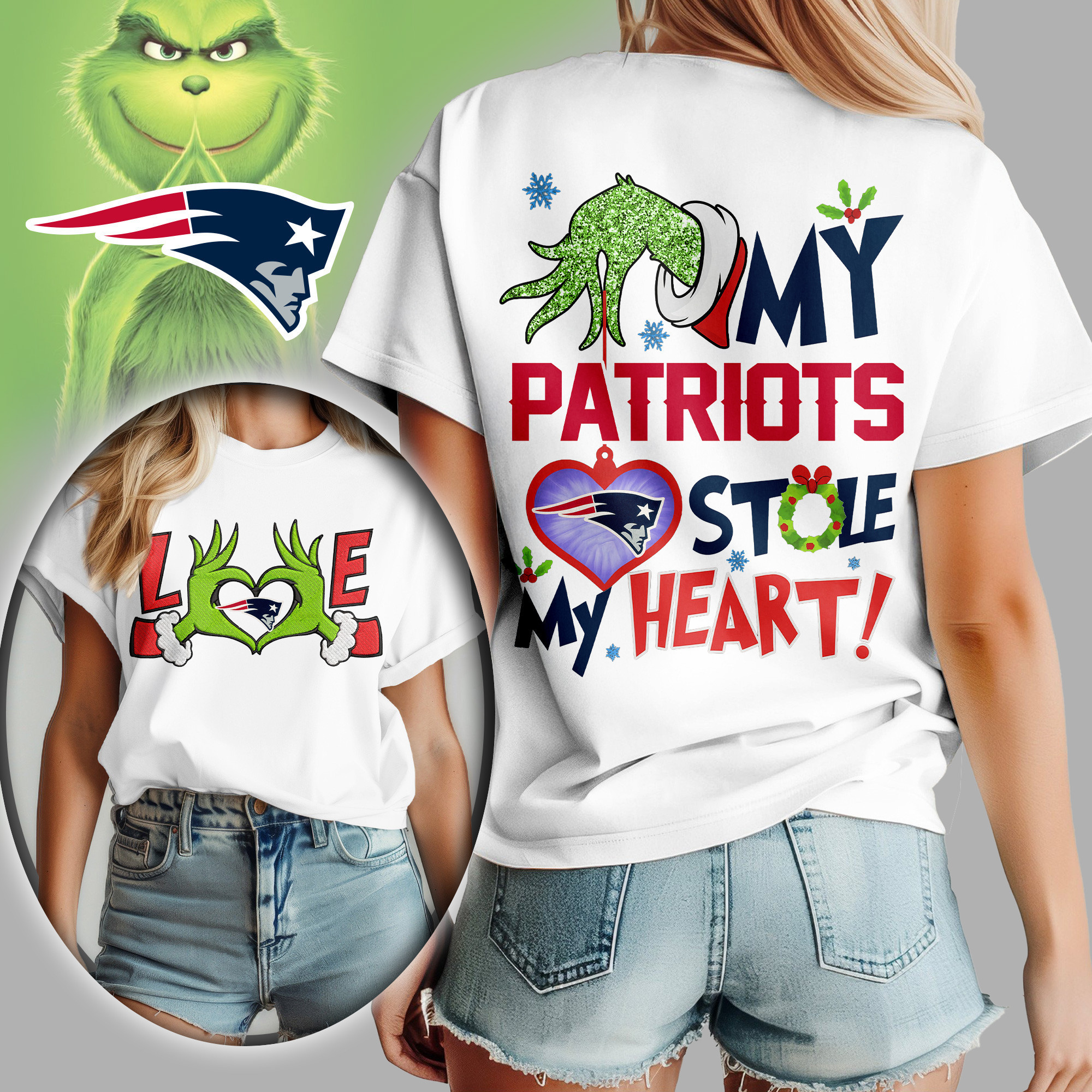 New England Patriots | Premium NFL Grinch Women's Shirt TD
