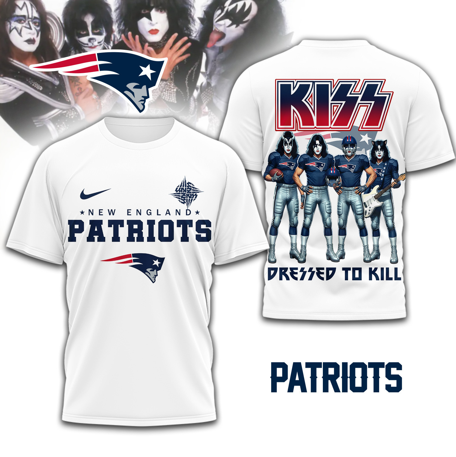 New England Patriots | Premium NFL Dressed to Kill Kiss Band 3D Shirt TD