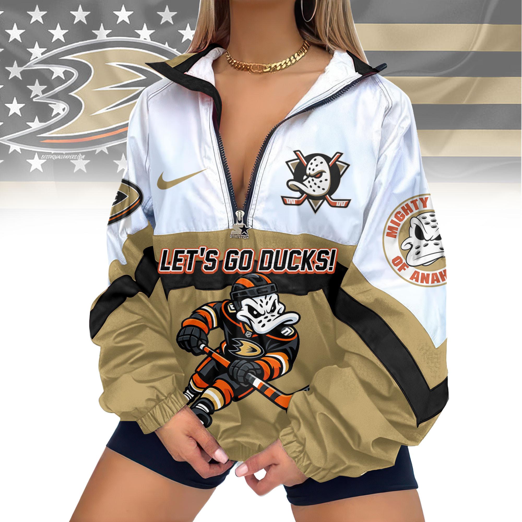 Anaheim Ducks | Premium NHL V-Neck Zipper Sweatshirt Jackets TD1