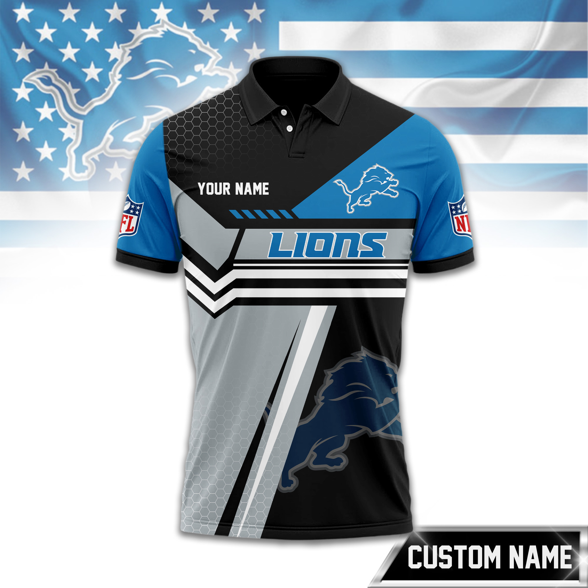 Detroit Lions | Premium NFL Inspired Custom Game Day Polo TD
