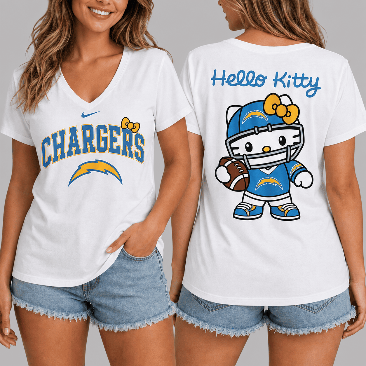 Los Angeles Chargers | Premium NFL Hello Kitty Football T-shirt TD