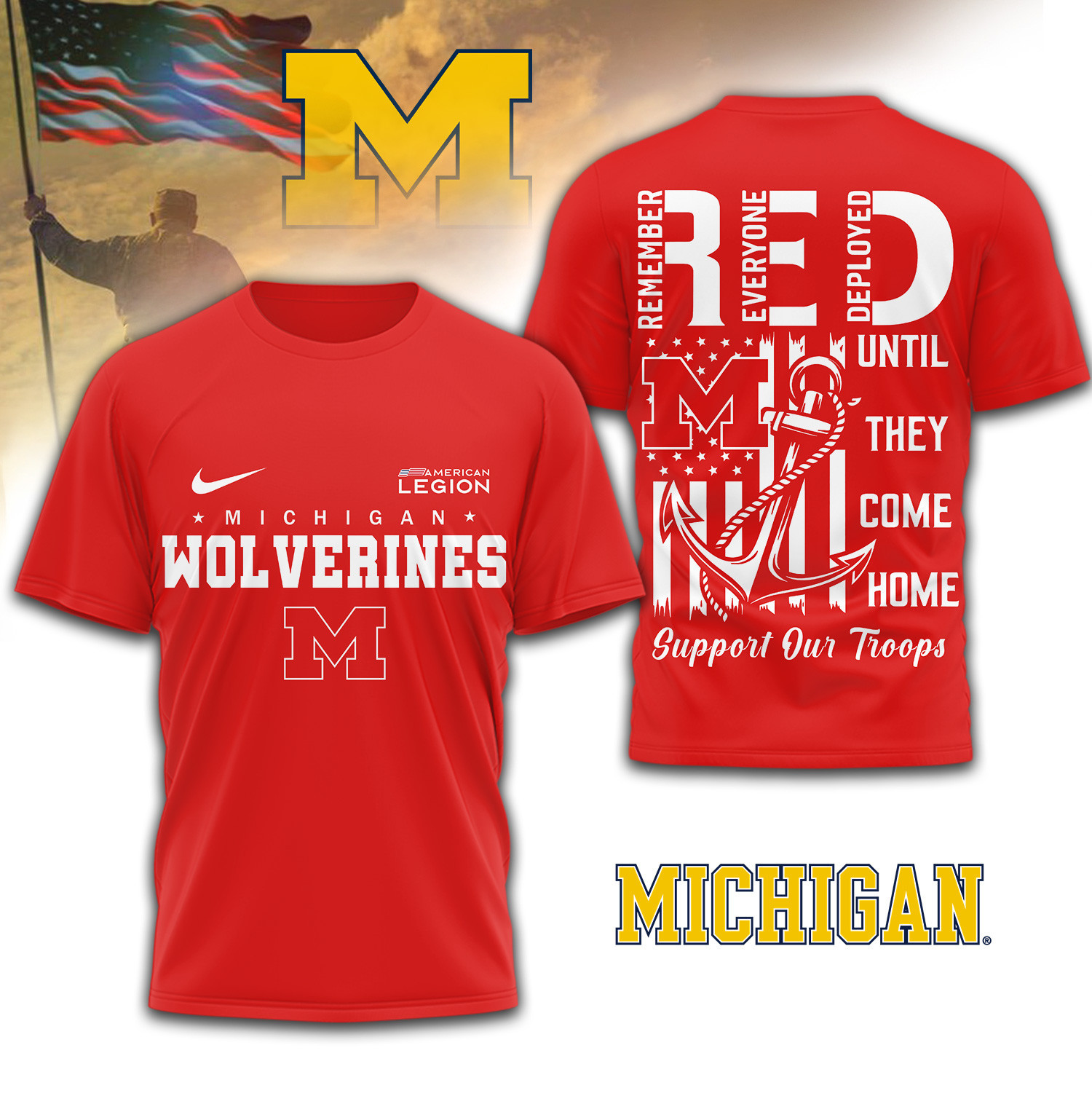 Michigan Wolverines | Premium NCAA Red Friday Shirt TD