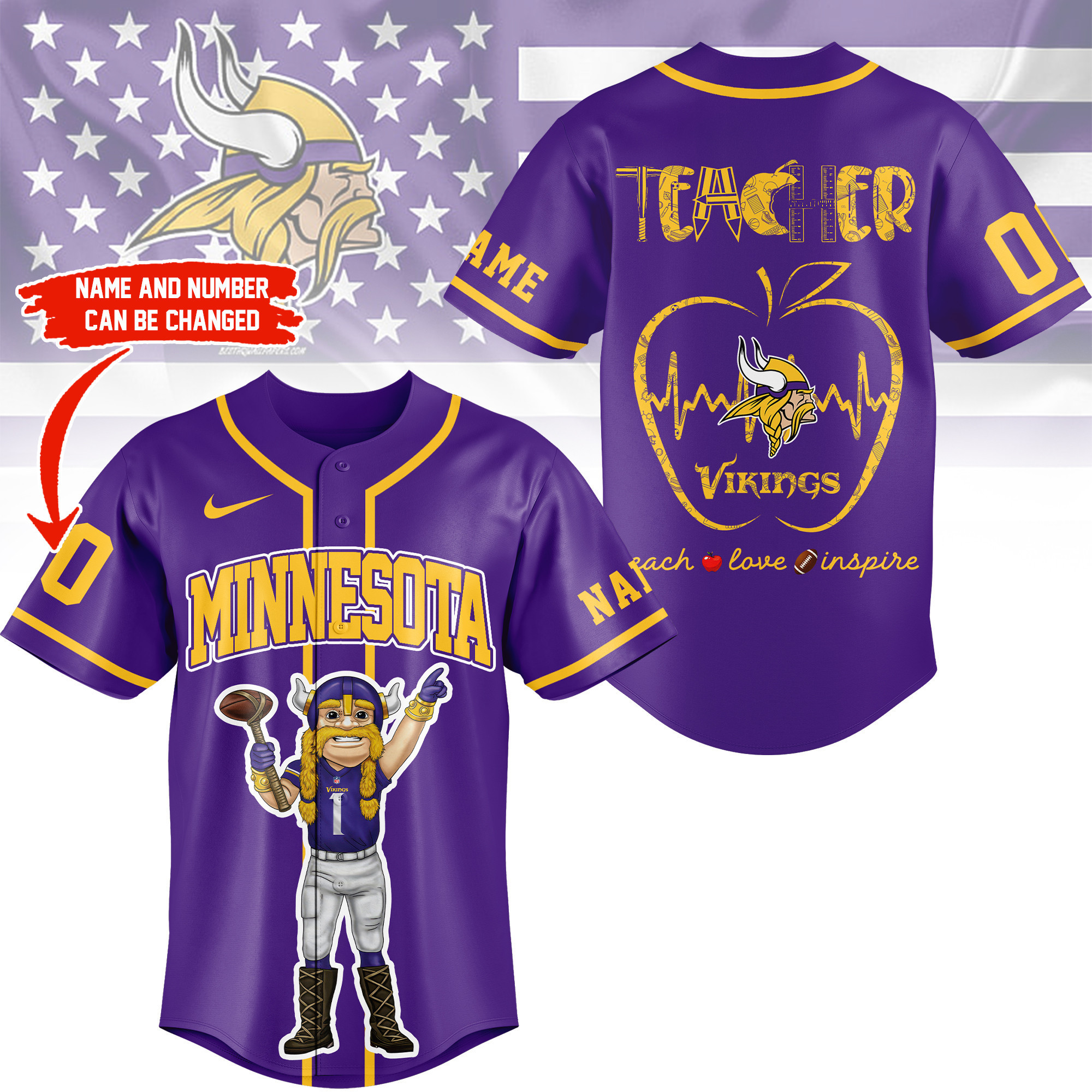 Minnesota Vikings | Premium NFL Teacher Appreciation Month Jersey Shirt NY