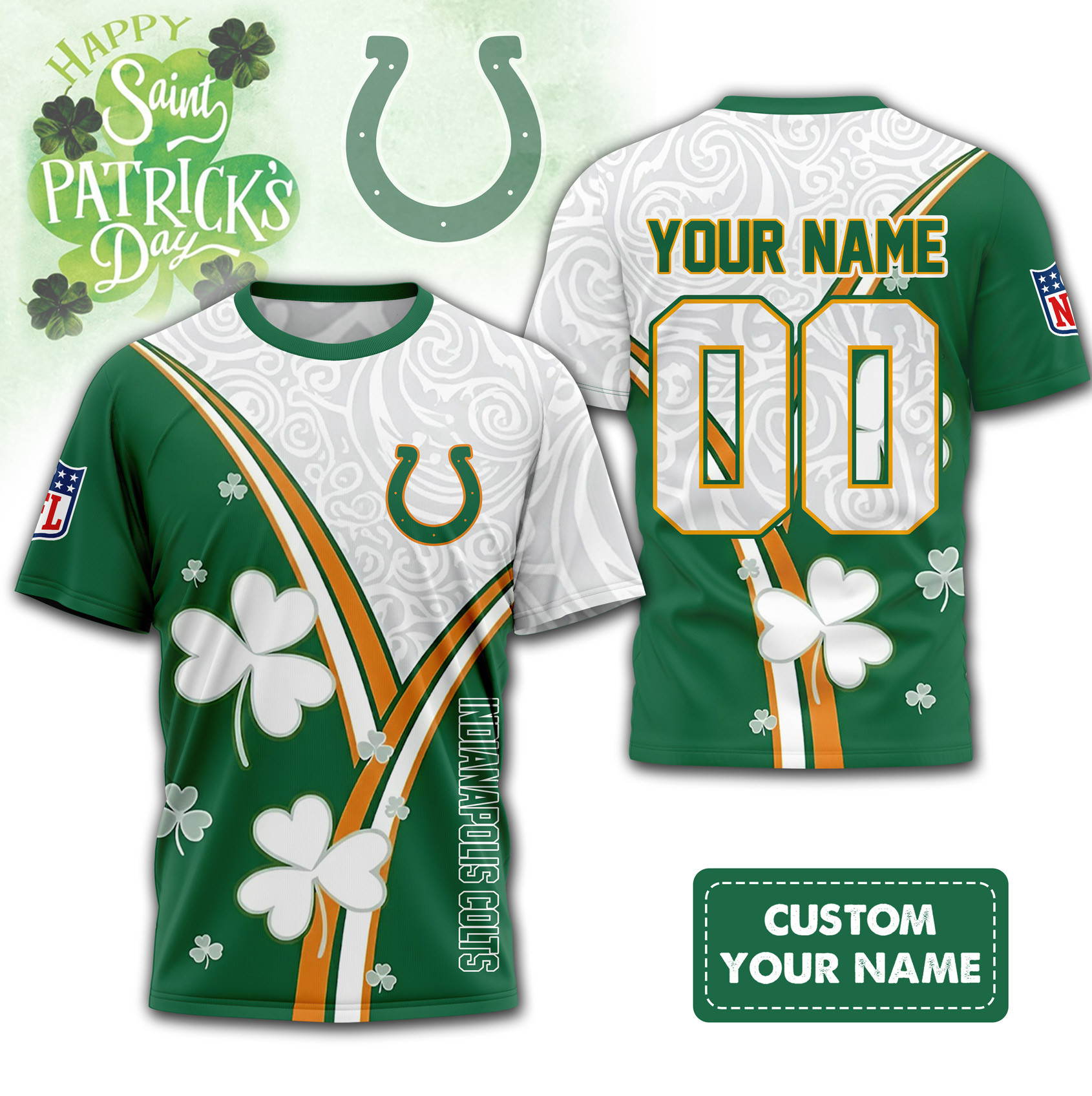 Indianapolis Colts | Premium NFL Personalized Happy St. Pattrick's Day 3D Shirt NP