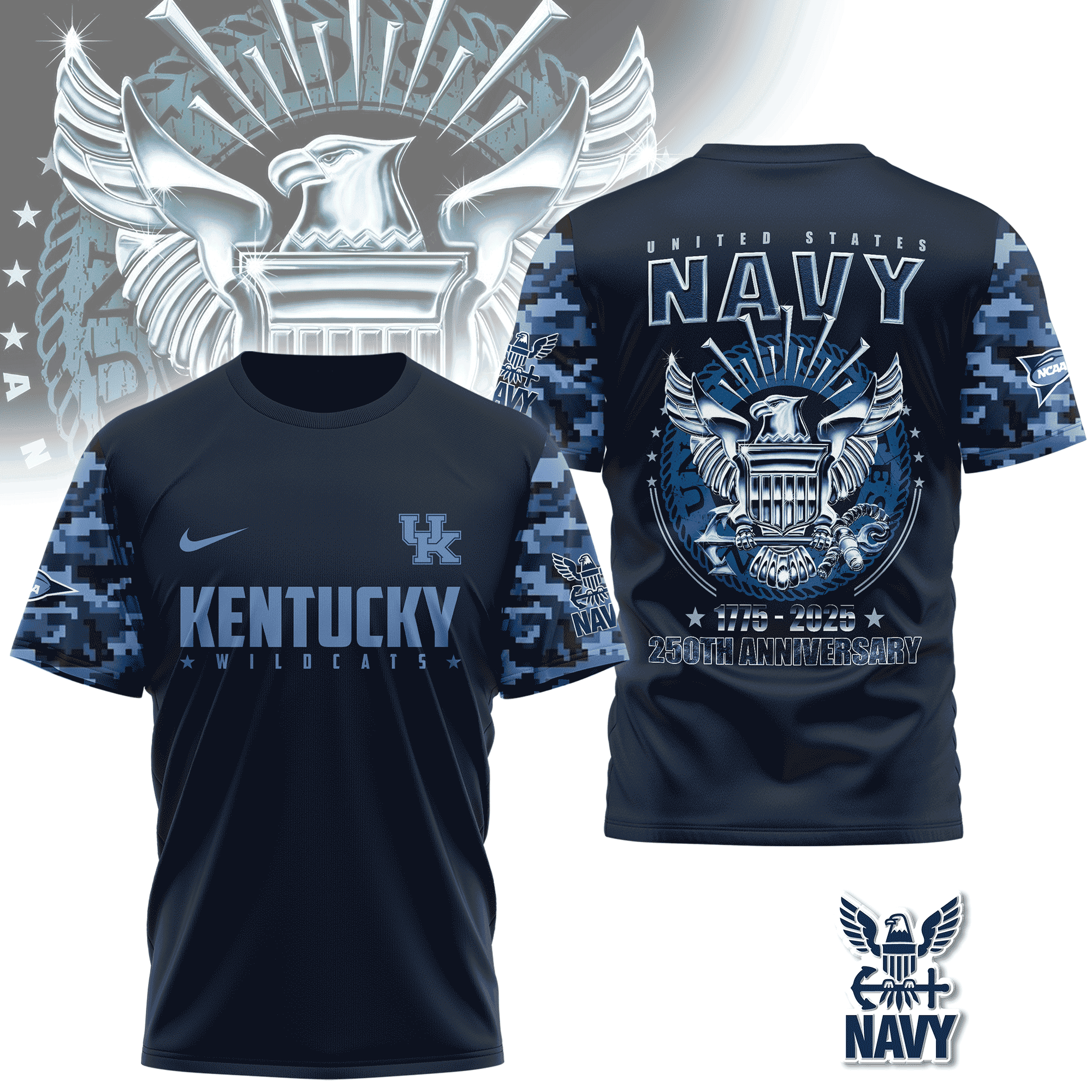 Kentucky Wildcats | Premium NCAA Navy 250 Years 3D Shirt TD