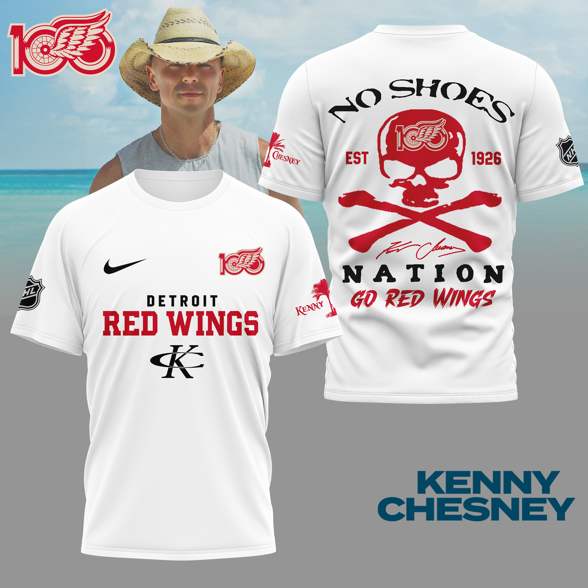 Detroit Red Wings | Premium NHL Kenny Chesney Fan 3D Shirt NY